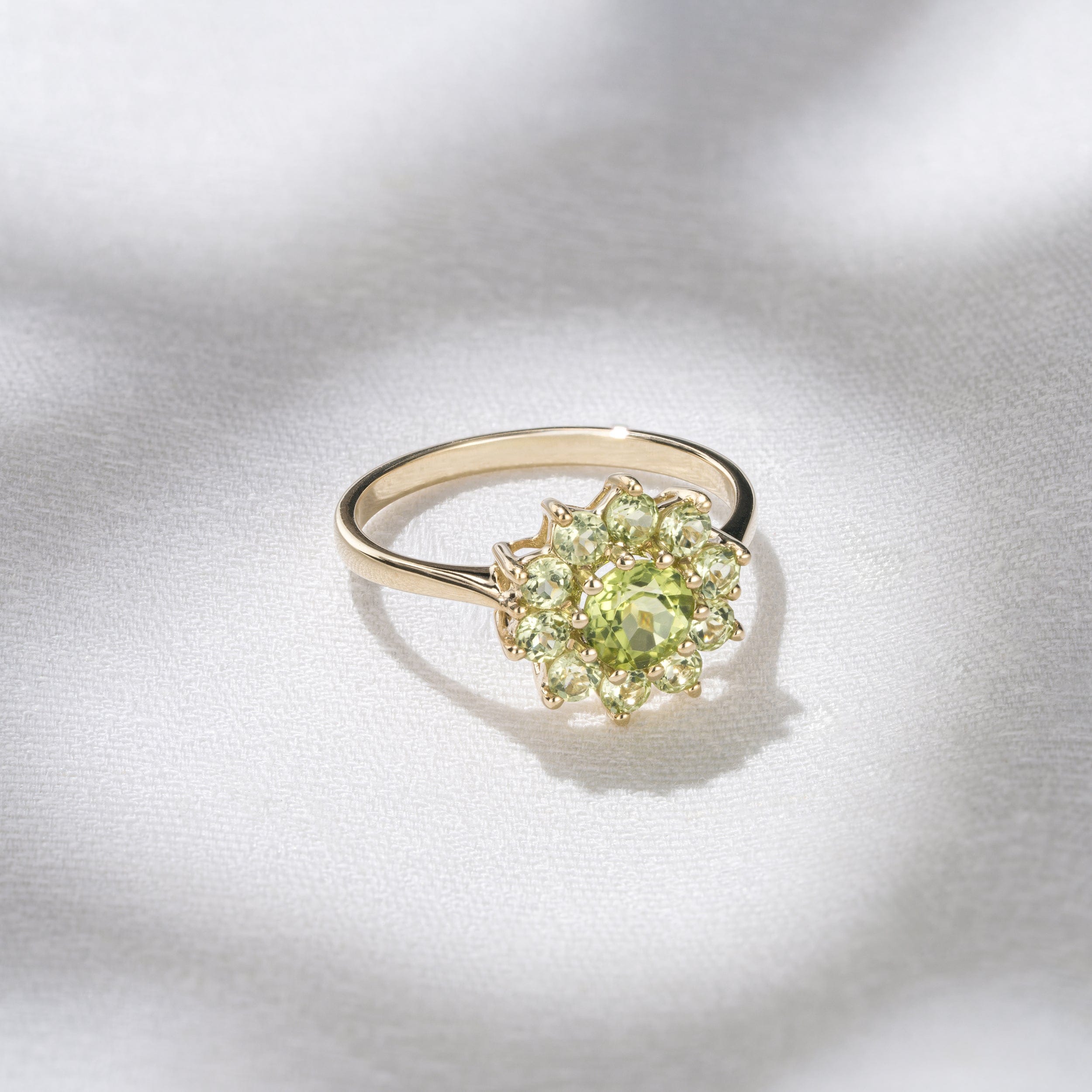 Yellow 1.12ct Peridot Cluster Ring in 9K Yellow Gold