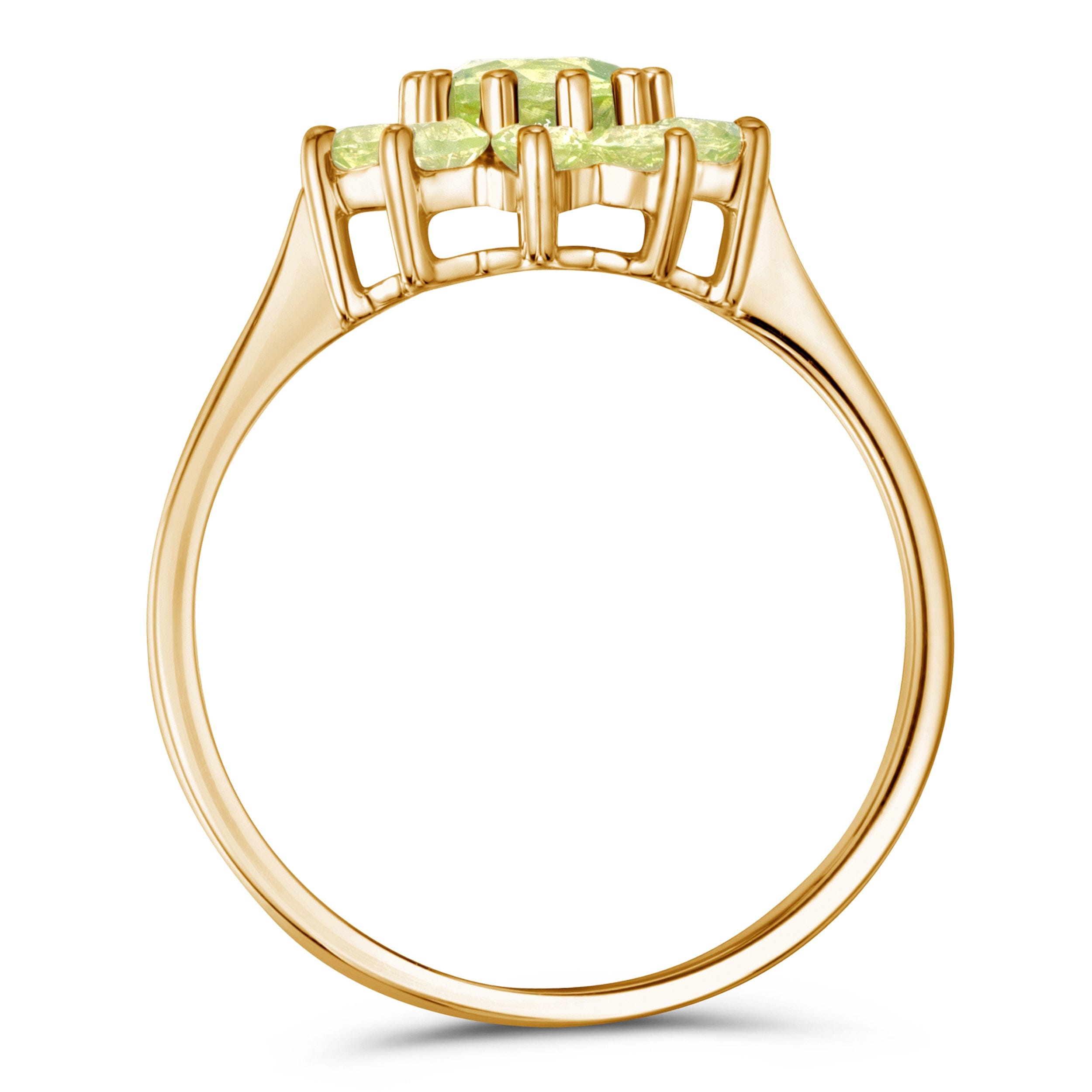 Yellow 1.12ct Peridot Cluster Ring in 9K Yellow Gold