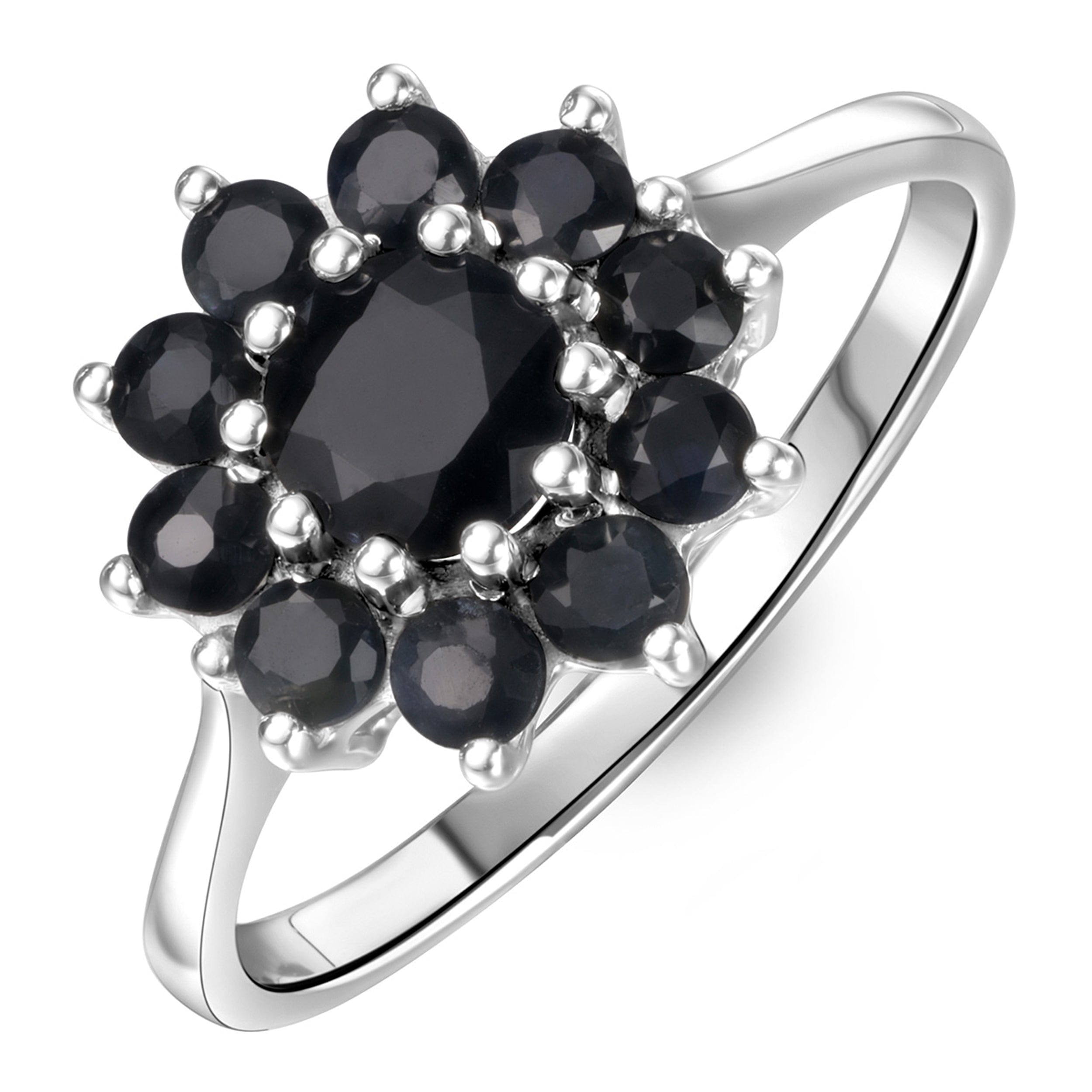 WHITE* 1.33ct Sapphire Cluster Ring in 9K White Gold