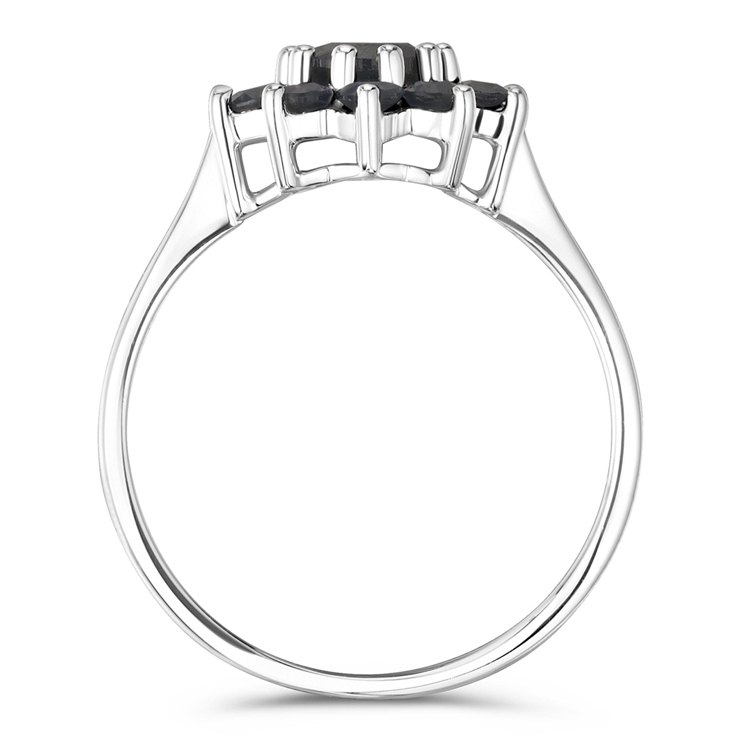 WHITE* 1.33ct Sapphire Cluster Ring in 9K White Gold