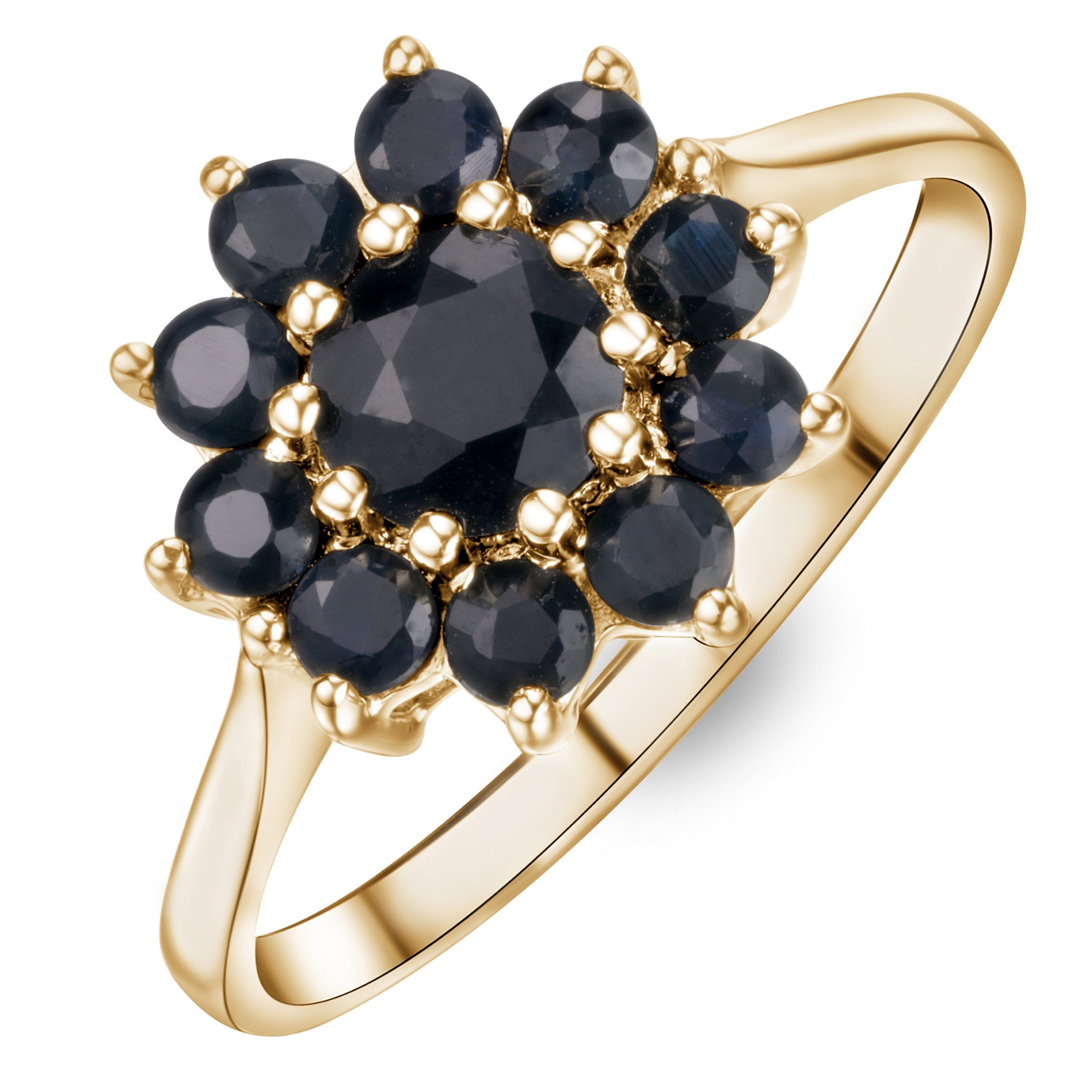 Yellow 1.33ct Sapphire Cluster Ring in 9K Yellow Gold