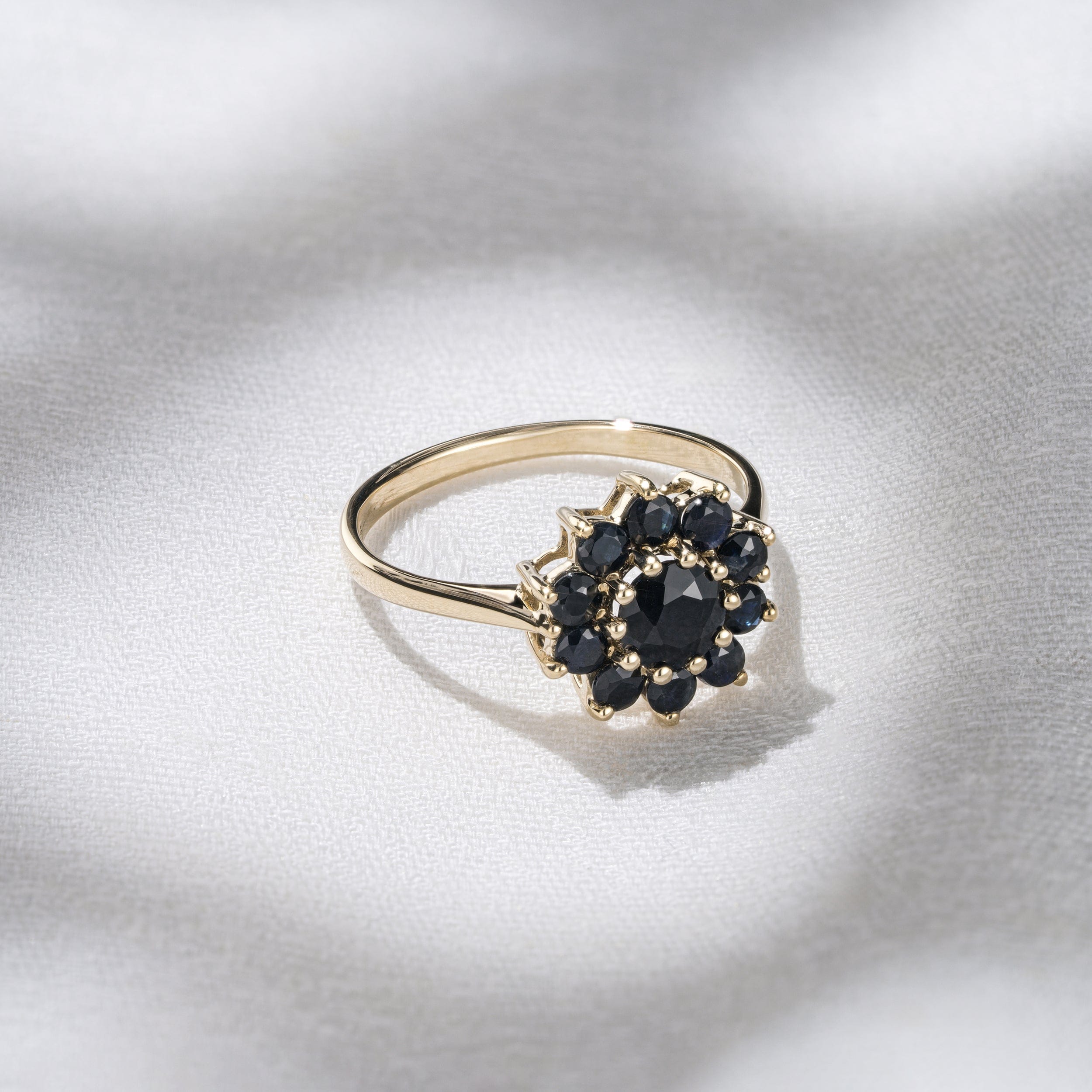 Yellow 1.33ct Sapphire Cluster Ring in 9K Yellow Gold