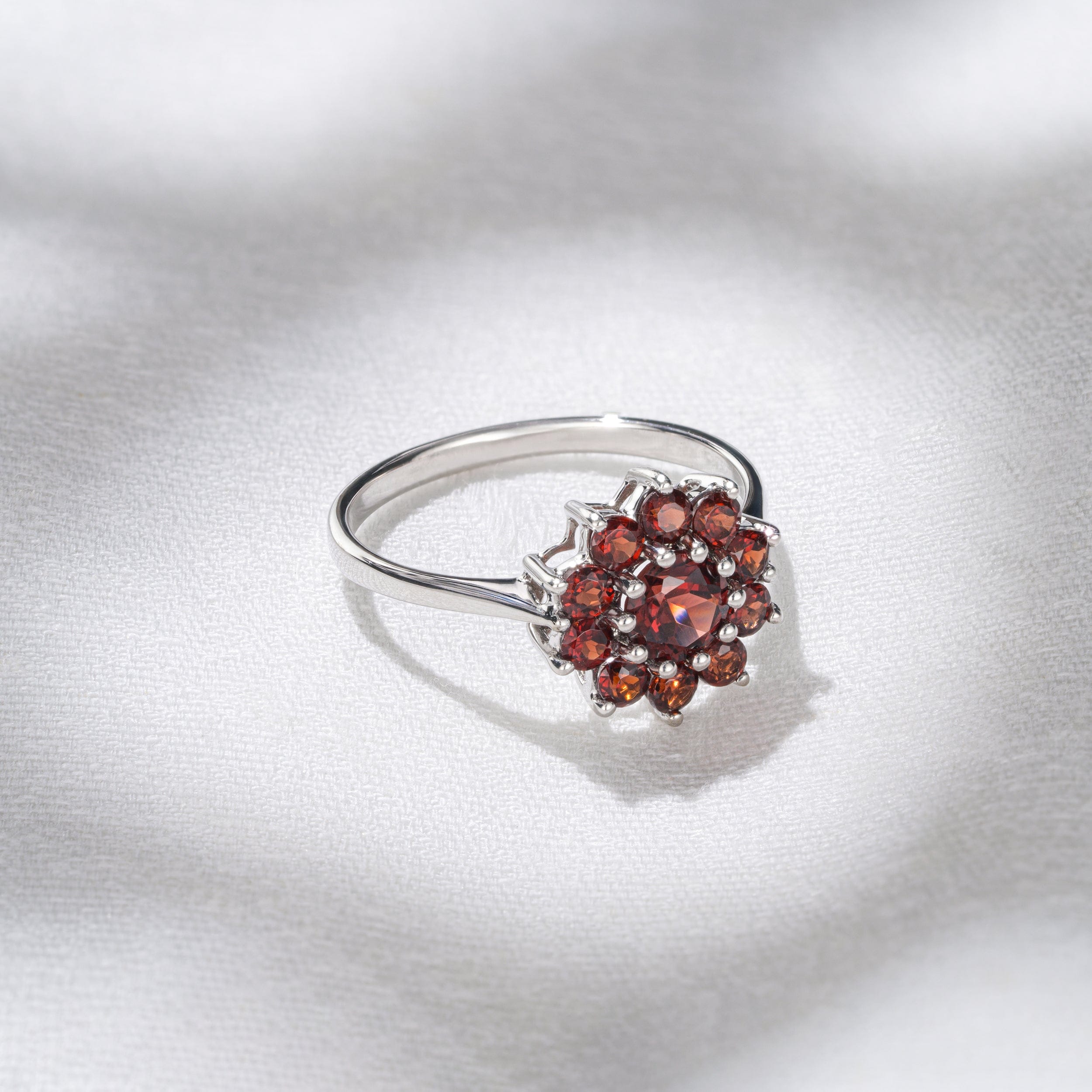 WHITE* 1.73ct Garnet Cluster Ring in 9K White Gold
