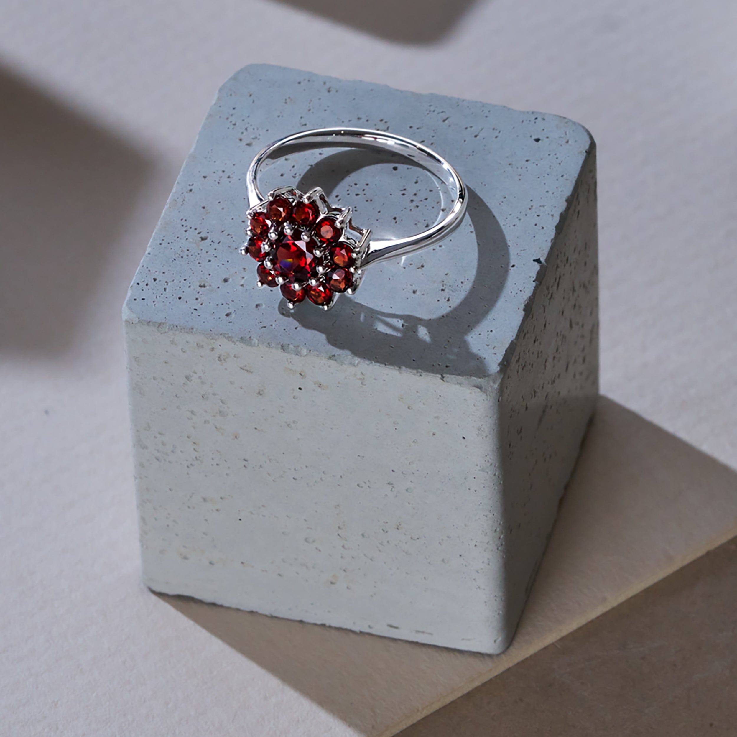 WHITE* 1.73ct Garnet Cluster Ring in 9K White Gold