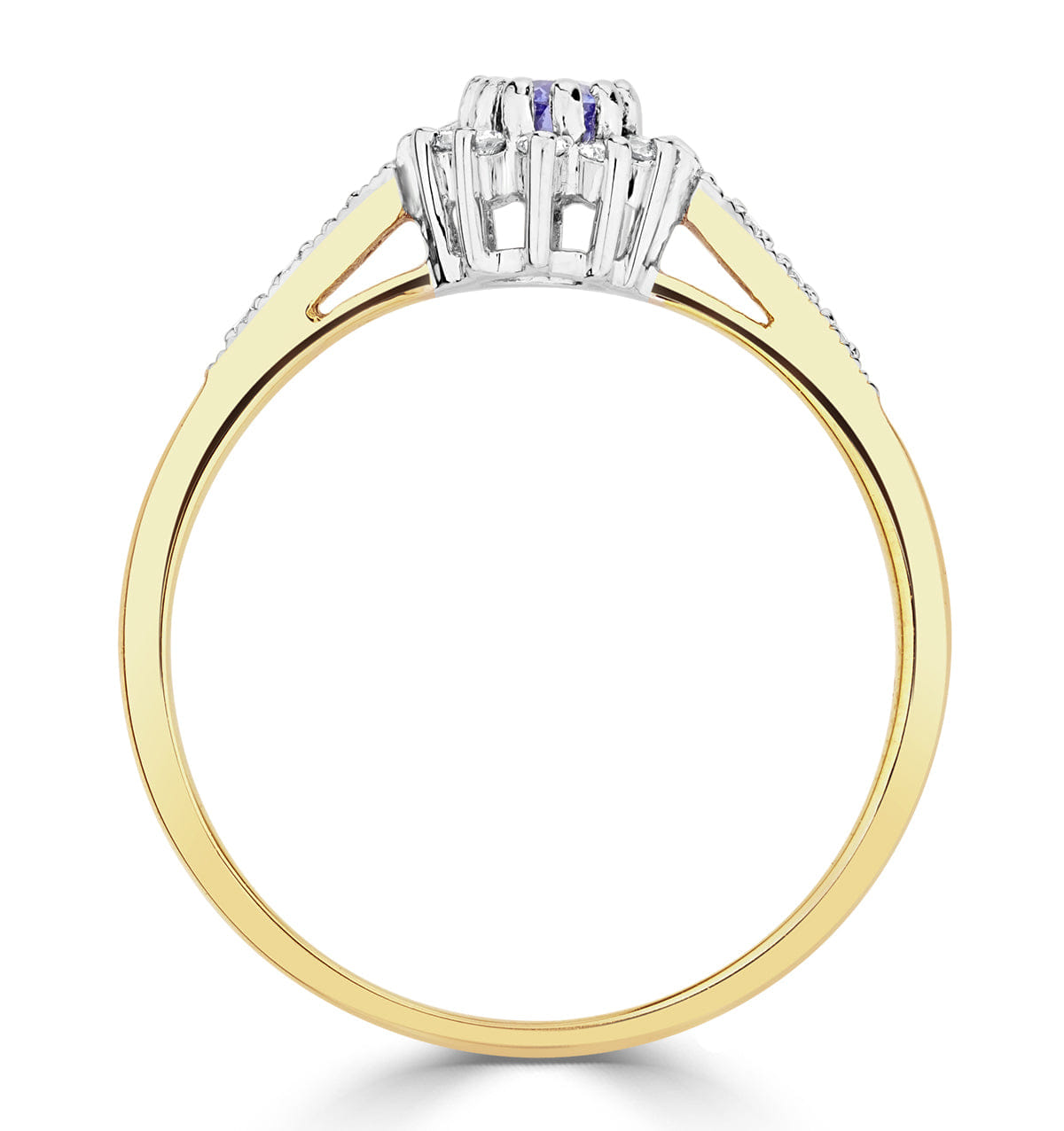 Diamond Tanzanite 5 x 3 mm And Diamond 9K Gold Ring