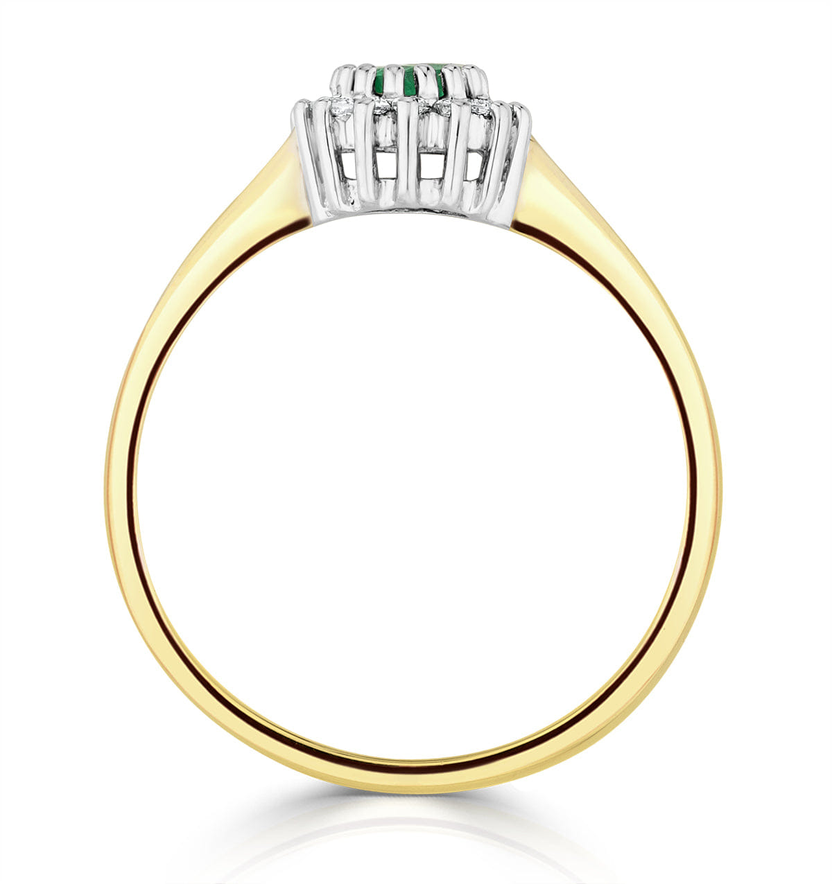 Diamond Emerald 3.5 mm And Diamond 9K Gold Ring
