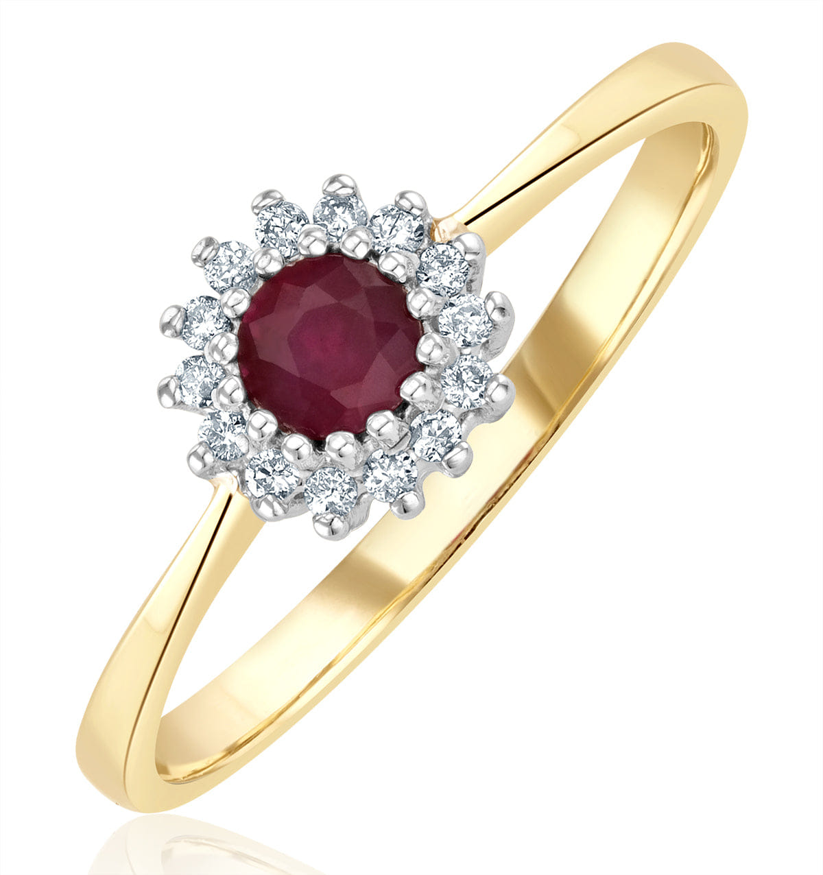 Diamond Ruby 3.5 x 3.5 mm And Diamond 9K Gold Ring