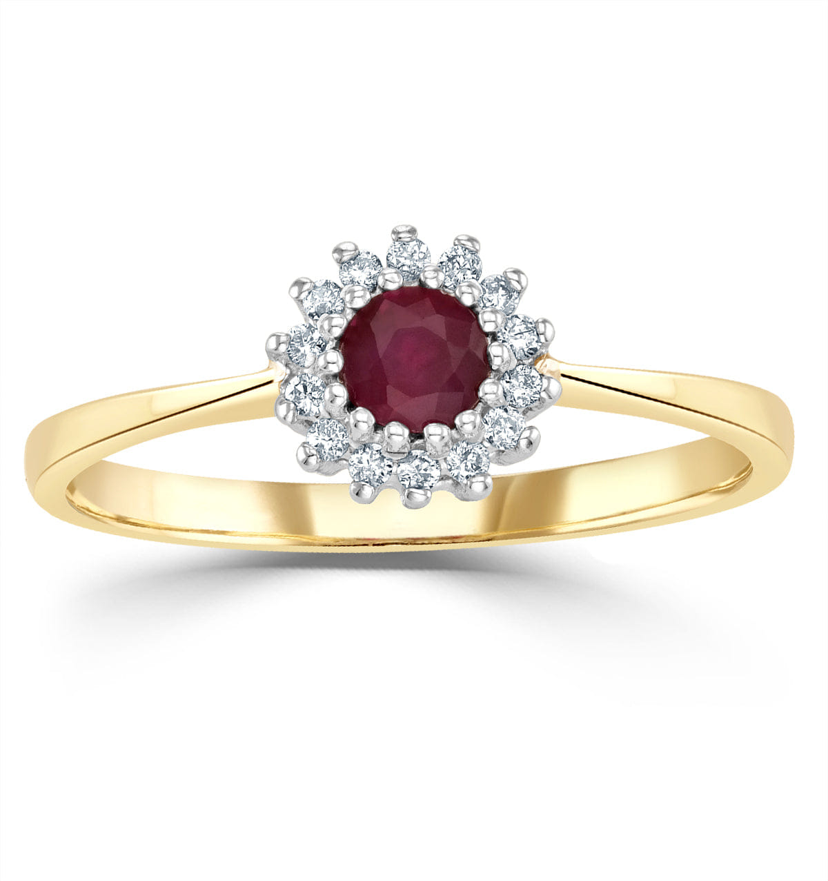 Diamond Ruby 3.5 x 3.5 mm And Diamond 9K Gold Ring