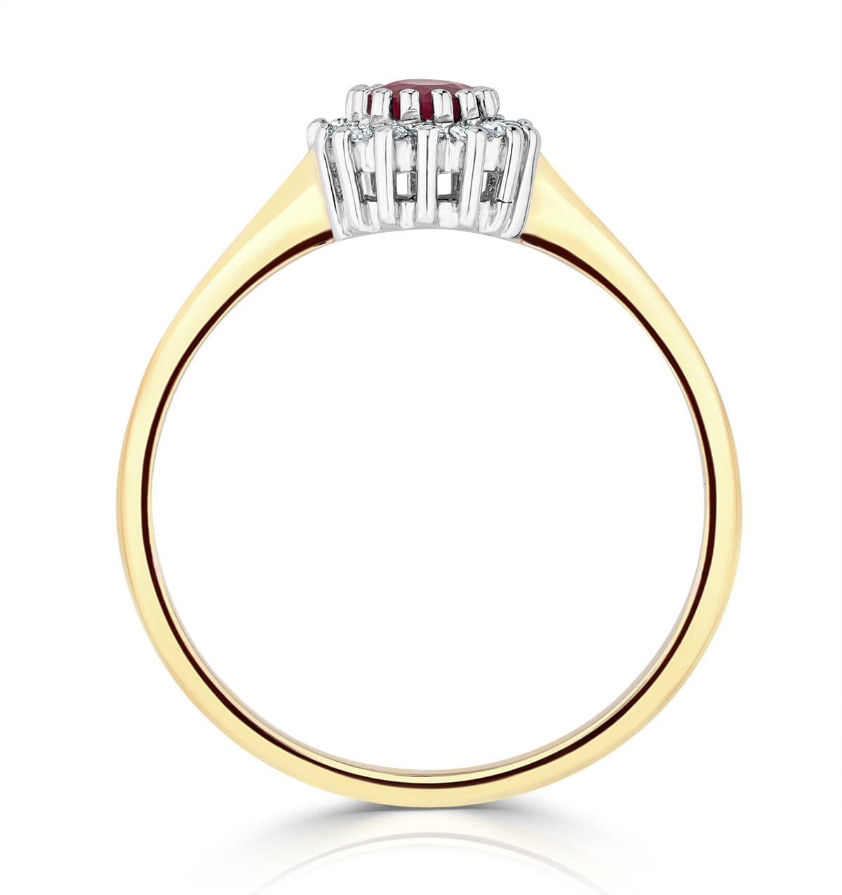 Diamond Ruby 3.5 x 3.5 mm And Diamond 9K Gold Ring