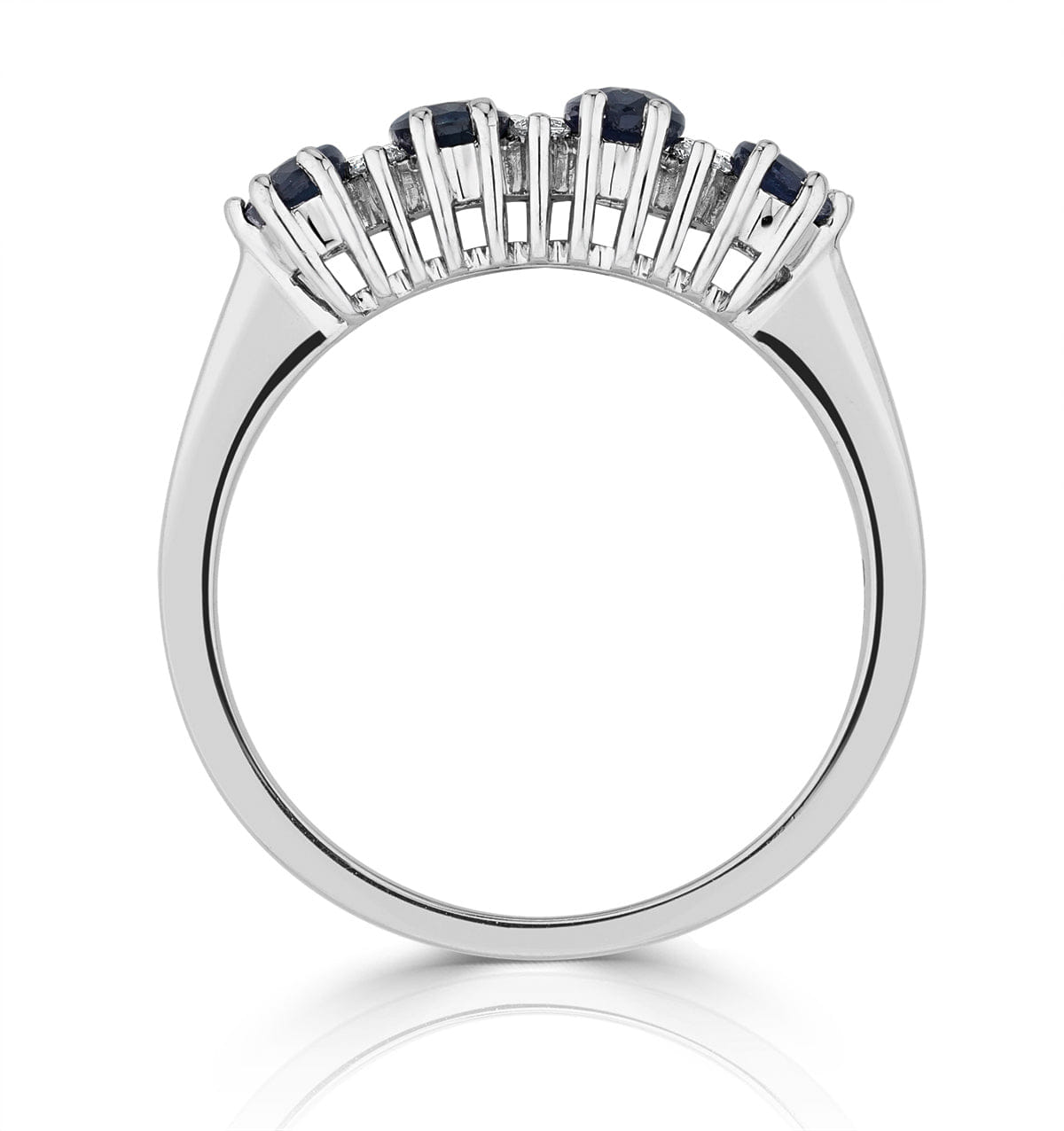 Diamond Sapphire 5 x 3 mm And Diamond 9K White Gold Ring A4452
