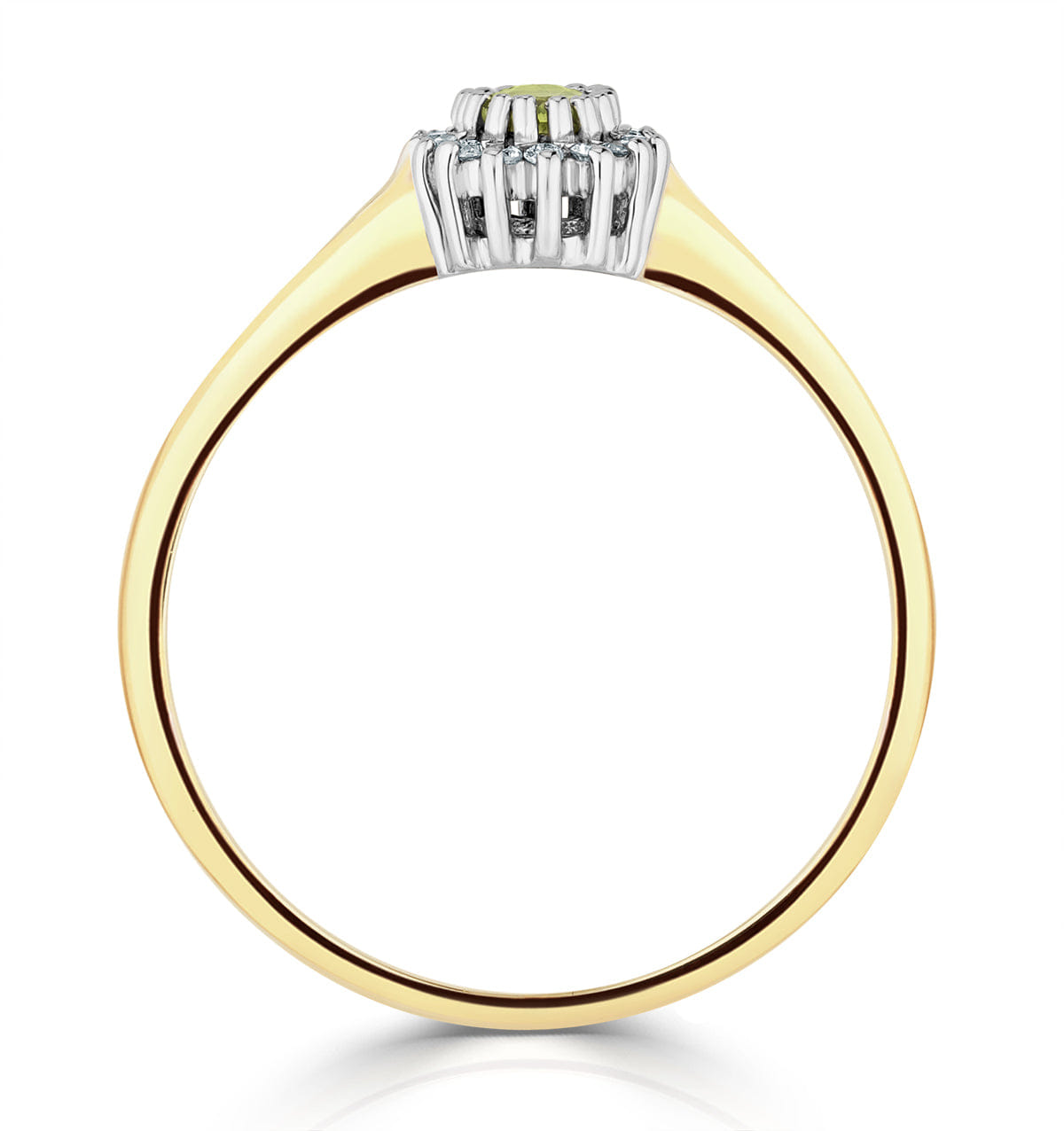 Diamond Peridot 5 x 3 mm And Diamond 9K Yellow Gold Ring