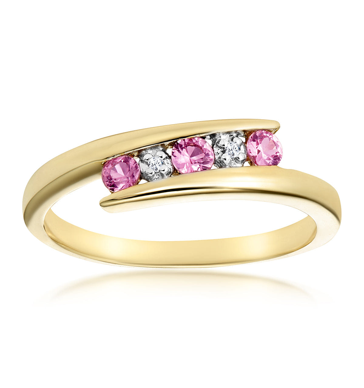 Diamond 0.21ct Pink Sapphire and Diamond Ring 9K Yellow Gold