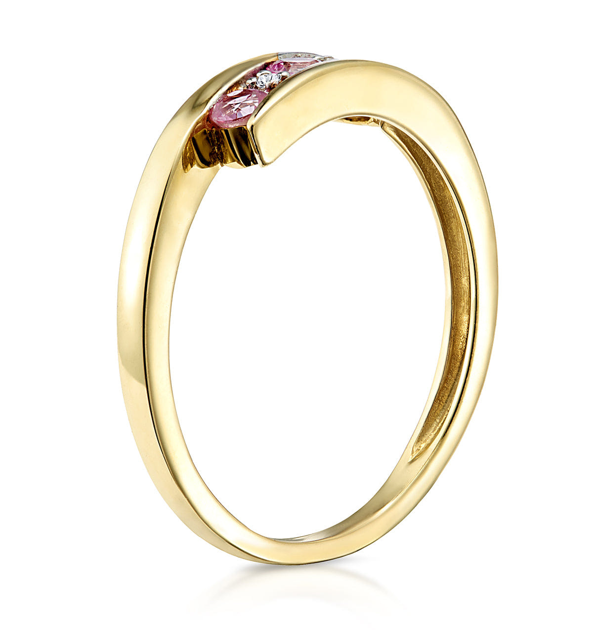Diamond 0.21ct Pink Sapphire and Diamond Ring 9K Yellow Gold