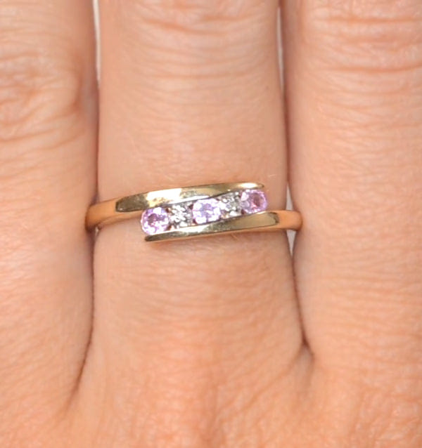 Diamond 0.21ct Pink Sapphire and Diamond Ring 9K Yellow Gold
