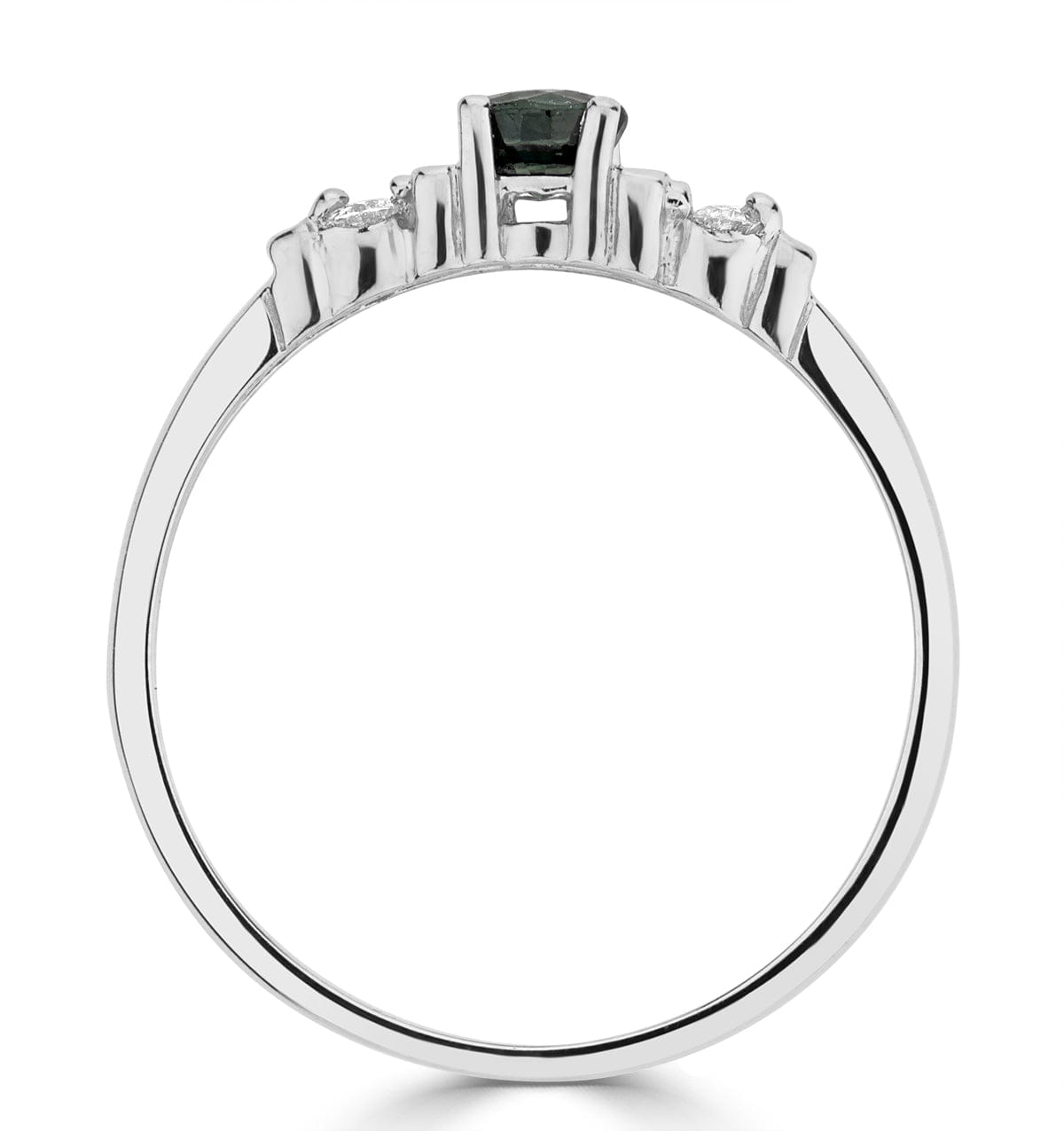 Diamond Sapphire 3.75 mm And Diamond 9K White Gold Ring
