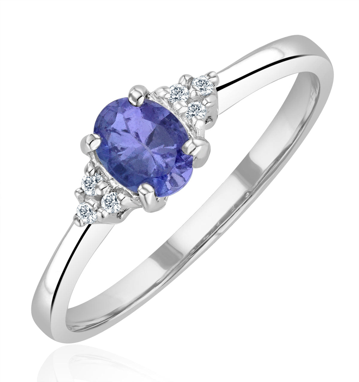 Diamond Tanzanite 0.35CT And Diamond 9K White Gold Ring