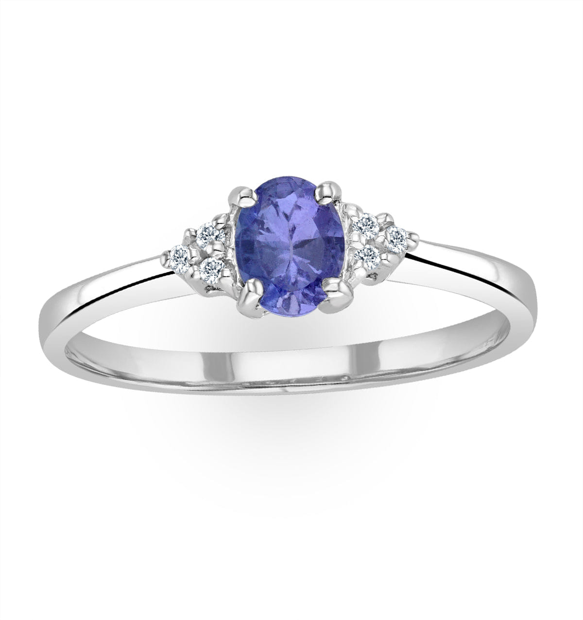 Diamond Tanzanite 0.35CT And Diamond 9K White Gold Ring