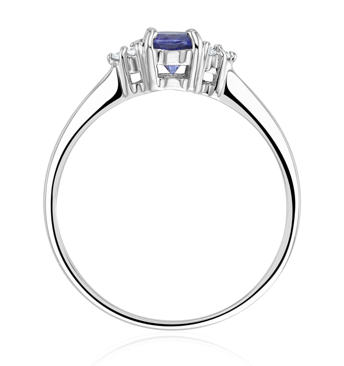 Diamond Tanzanite 0.35CT And Diamond 9K White Gold Ring