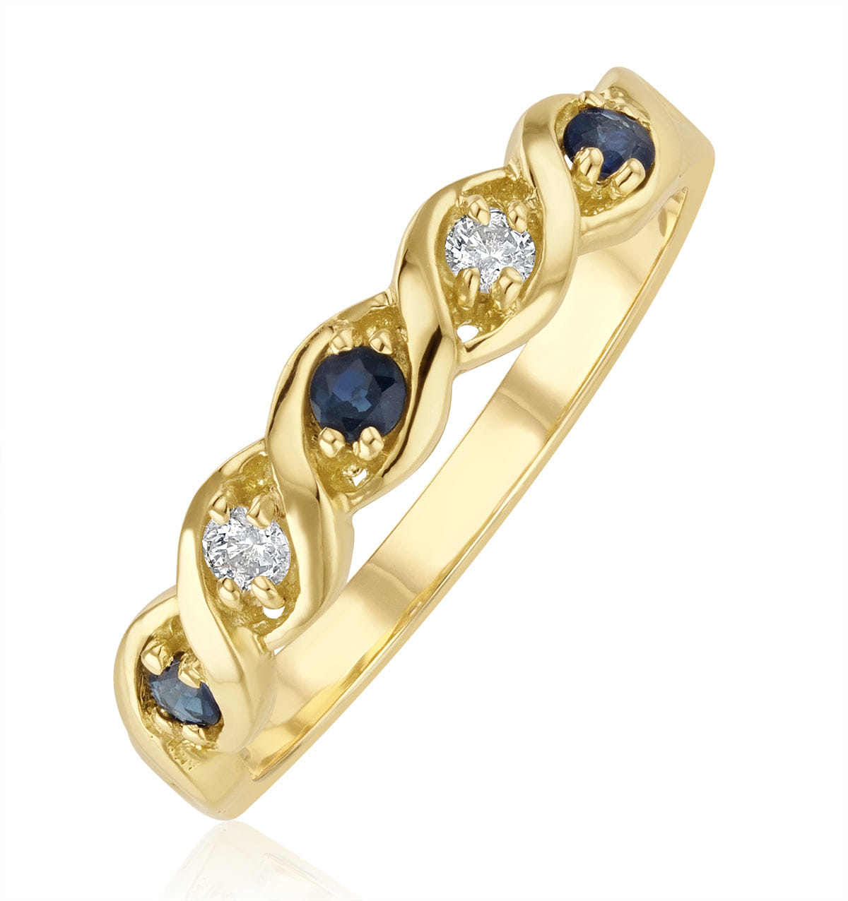 Diamond Sapphire 2.25 x 2.25 mm And Diamond 9K Gold Ring