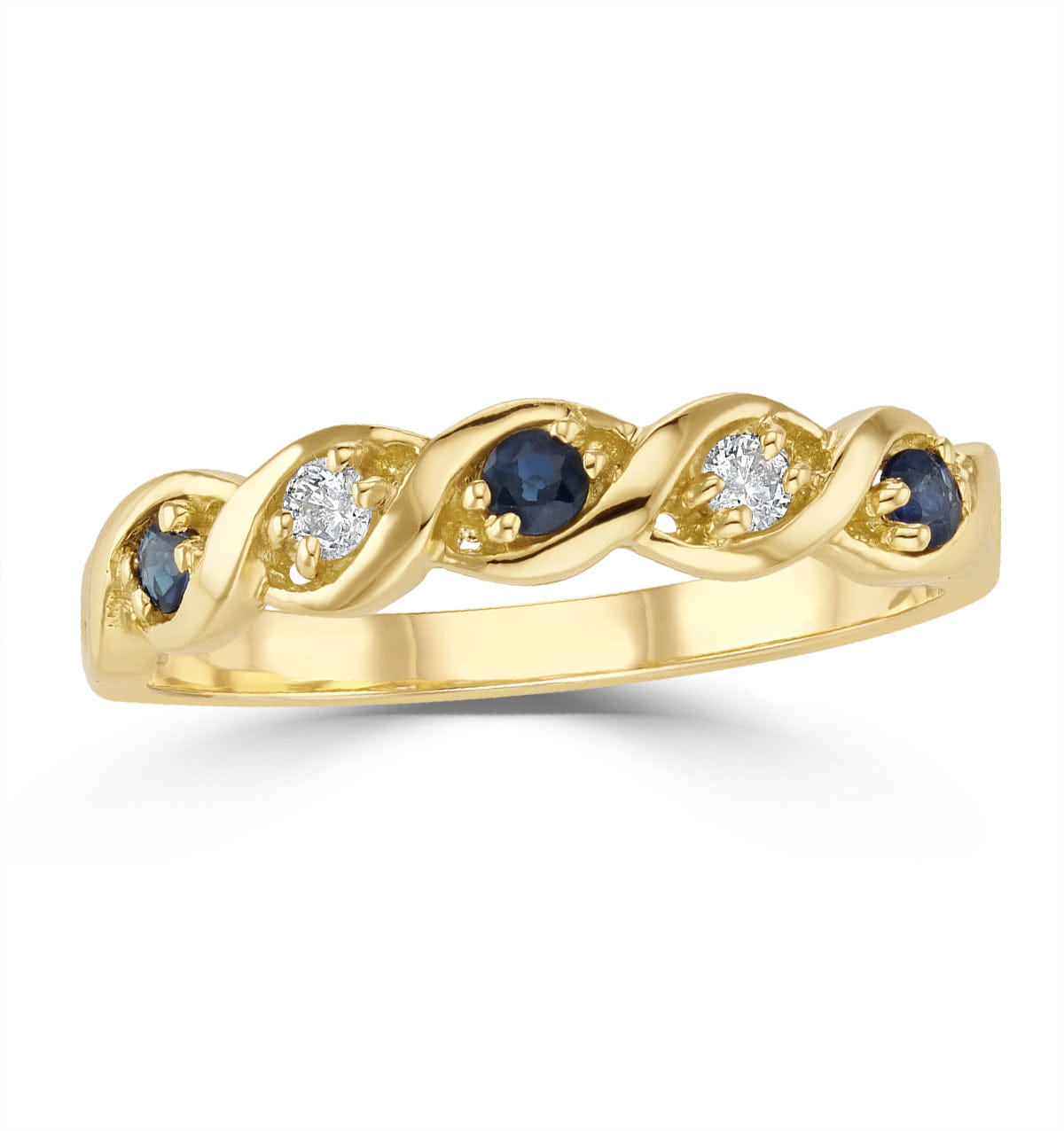 Diamond Sapphire 2.25 x 2.25 mm And Diamond 9K Gold Ring
