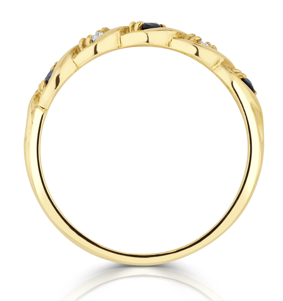 Diamond Sapphire 2.25 x 2.25 mm And Diamond 9K Gold Ring