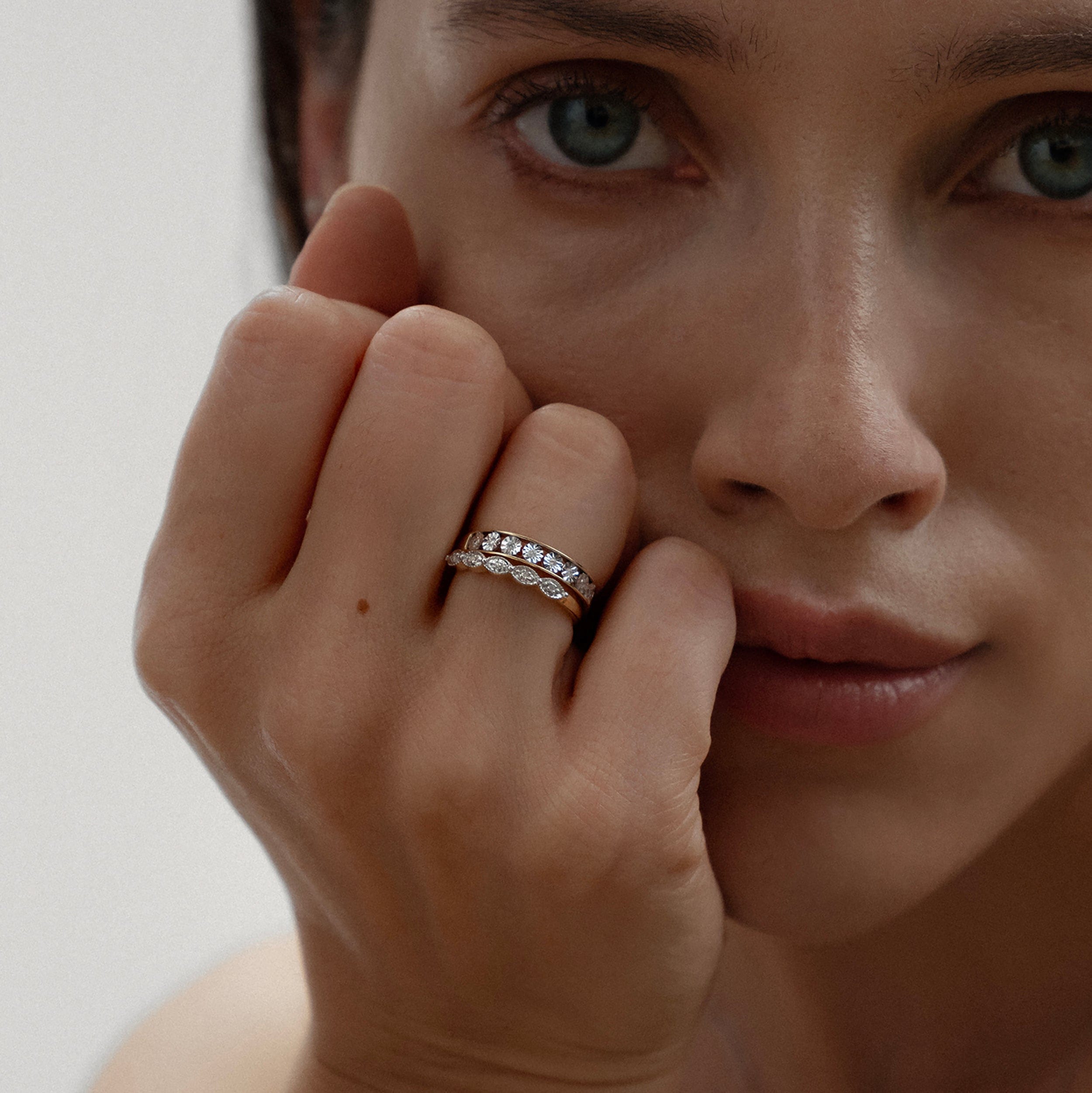 Diamond Half Eternity Ring 0.02CT Diamond 9K Yellow Gold