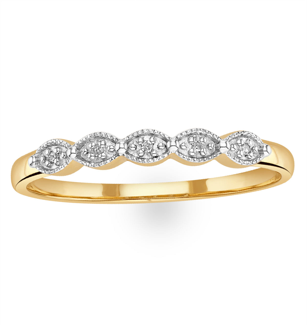 Diamond Half Eternity Ring 0.02CT Diamond 9K Yellow Gold