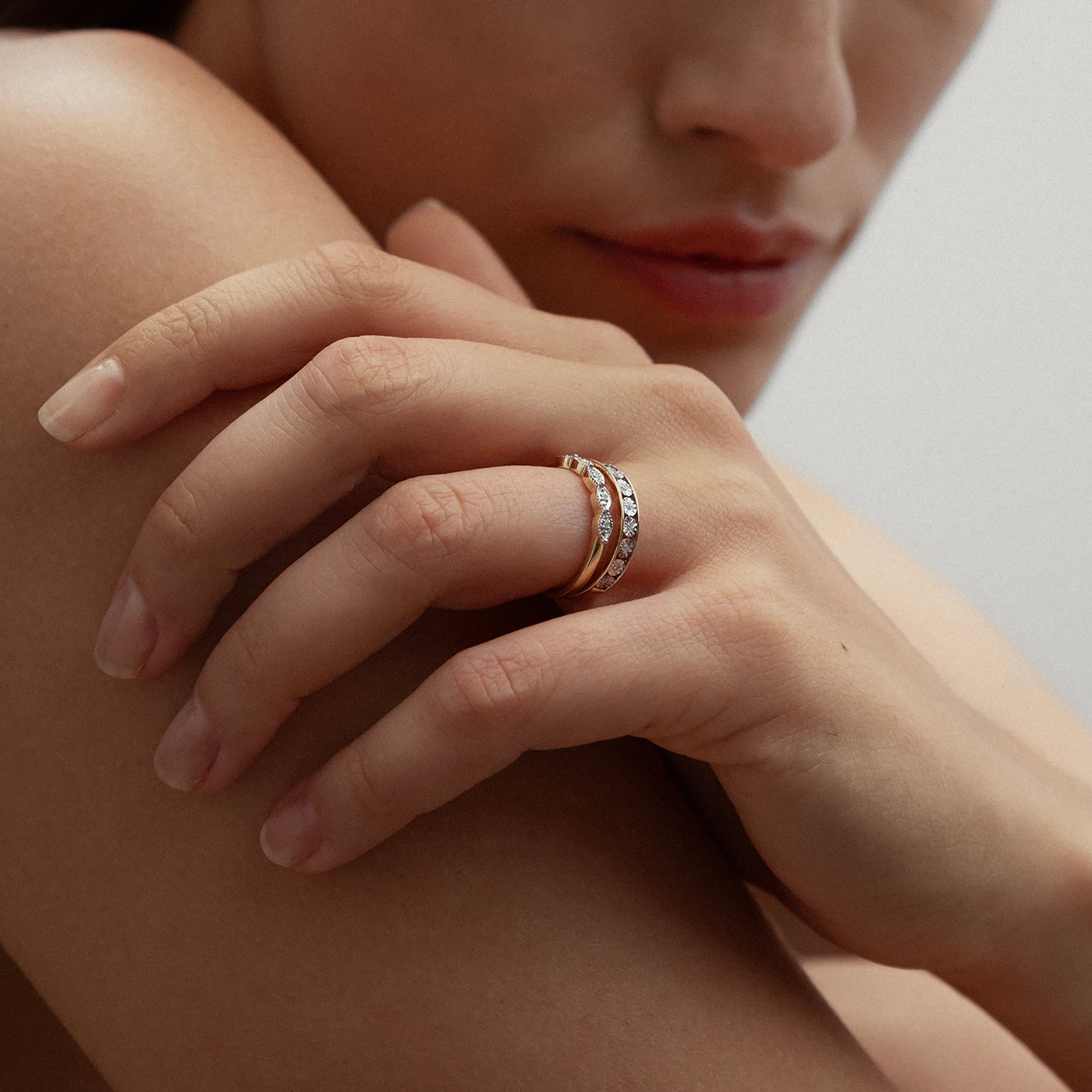Diamond Half Eternity Ring 0.02CT Diamond 9K Yellow Gold