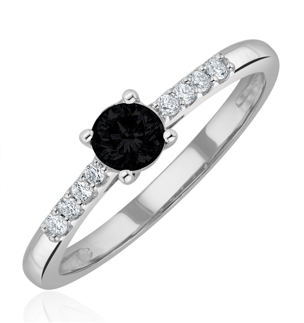 Diamond Black Diamond and Lab Diamond Engagement Ring 0.25ct in 9K White Gold