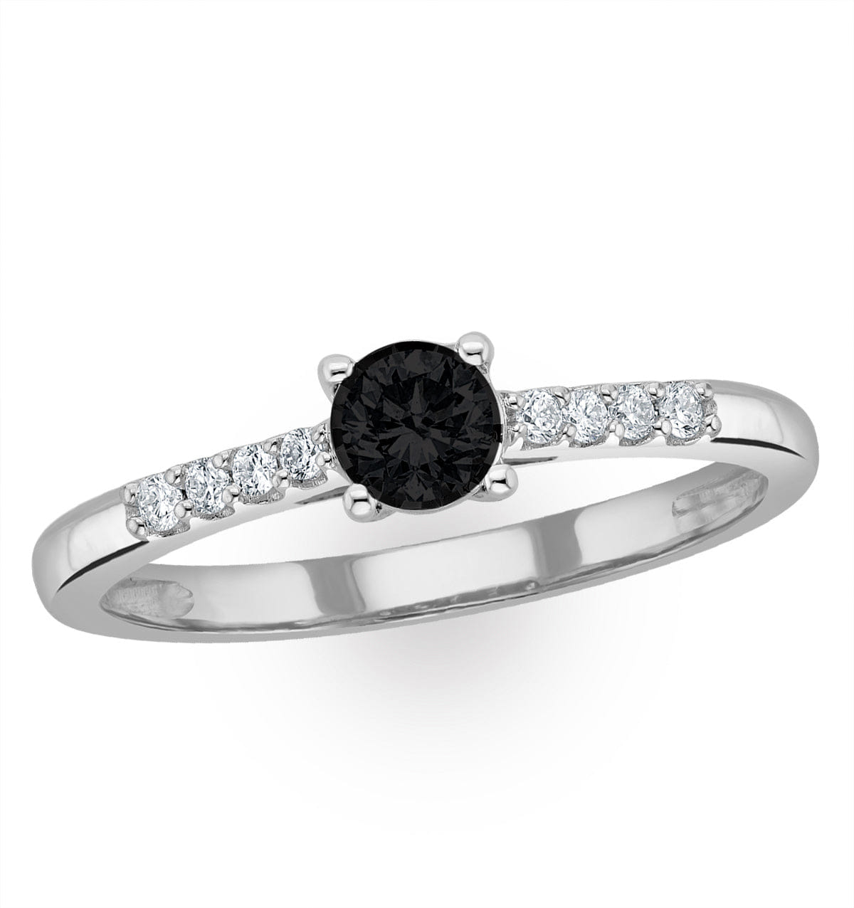 Diamond Black Diamond and Lab Diamond Engagement Ring 0.25ct in 9K White Gold