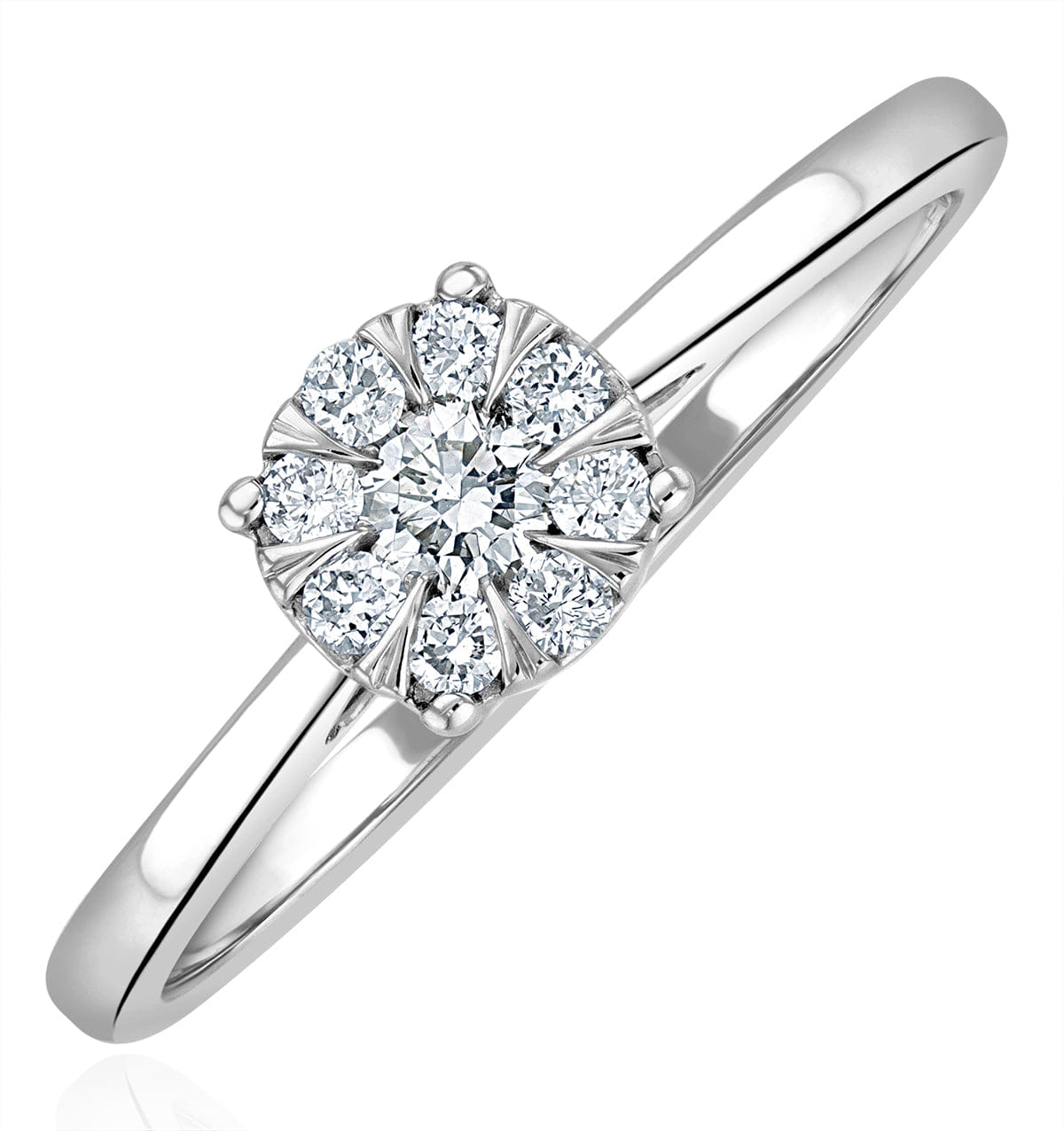 Solitaire 0.25ct Lab Diamond Cluster Solitaire Ring H/Si in 9K White Gold