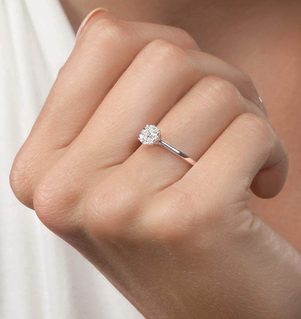 Solitaire 0.25ct Lab Diamond Cluster Solitaire Ring H/Si in 9K White Gold