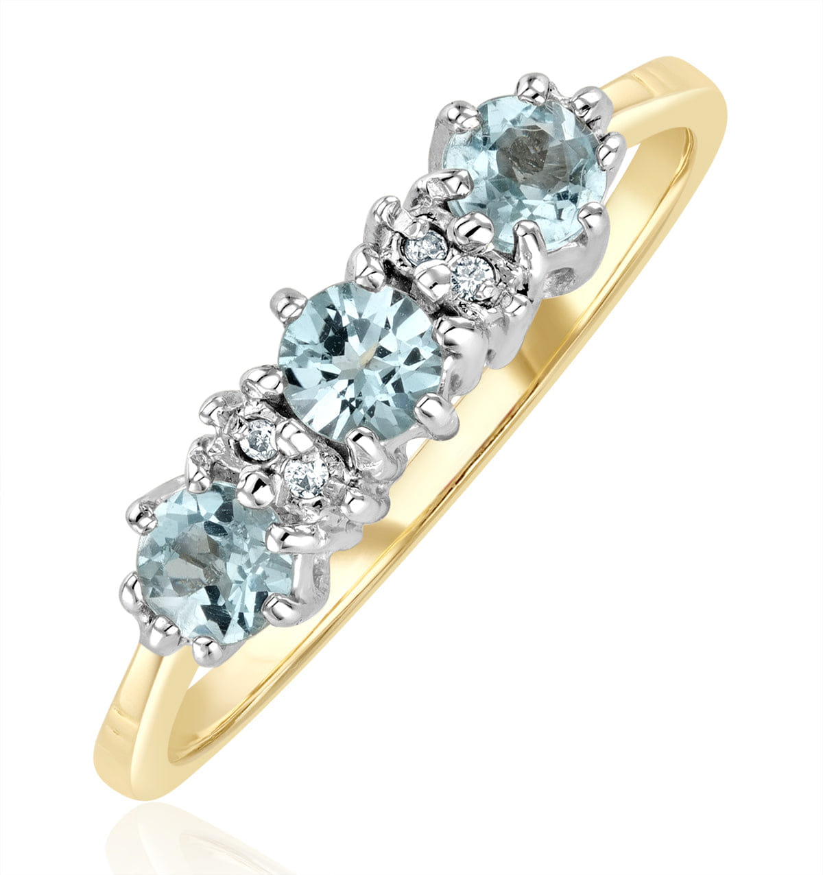 Diamond Blue Topaz 0.50CT And Diamond 9K Yellow Gold Ring