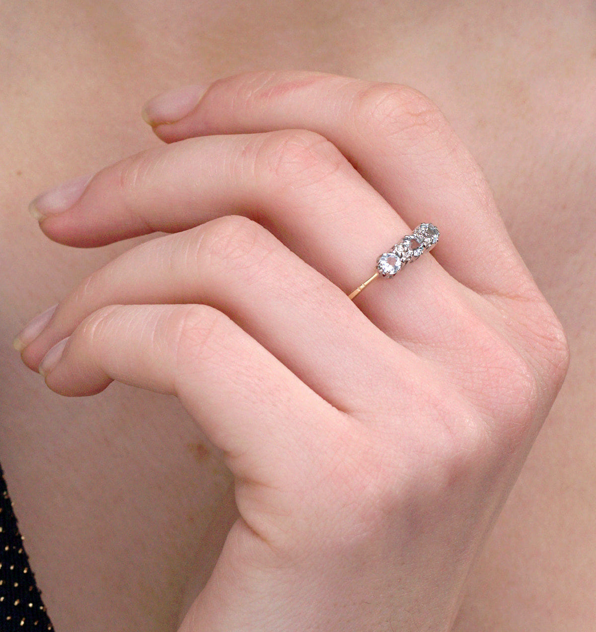 Diamond Blue Topaz 0.50CT And Diamond 9K Yellow Gold Ring