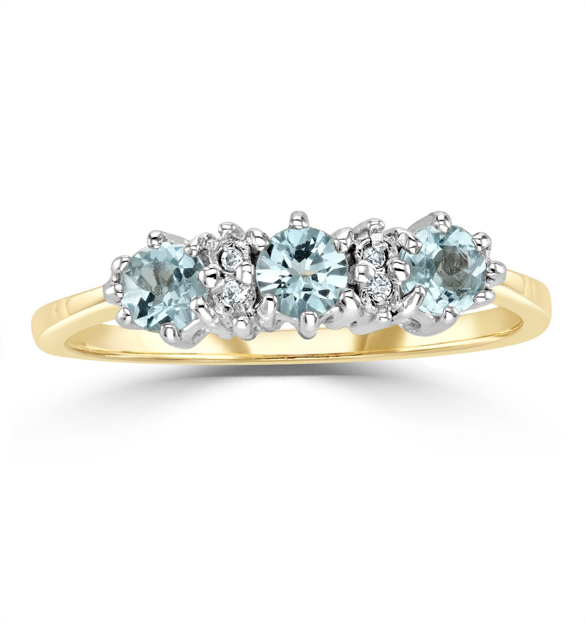 Diamond Blue Topaz 0.50CT And Diamond 9K Yellow Gold Ring