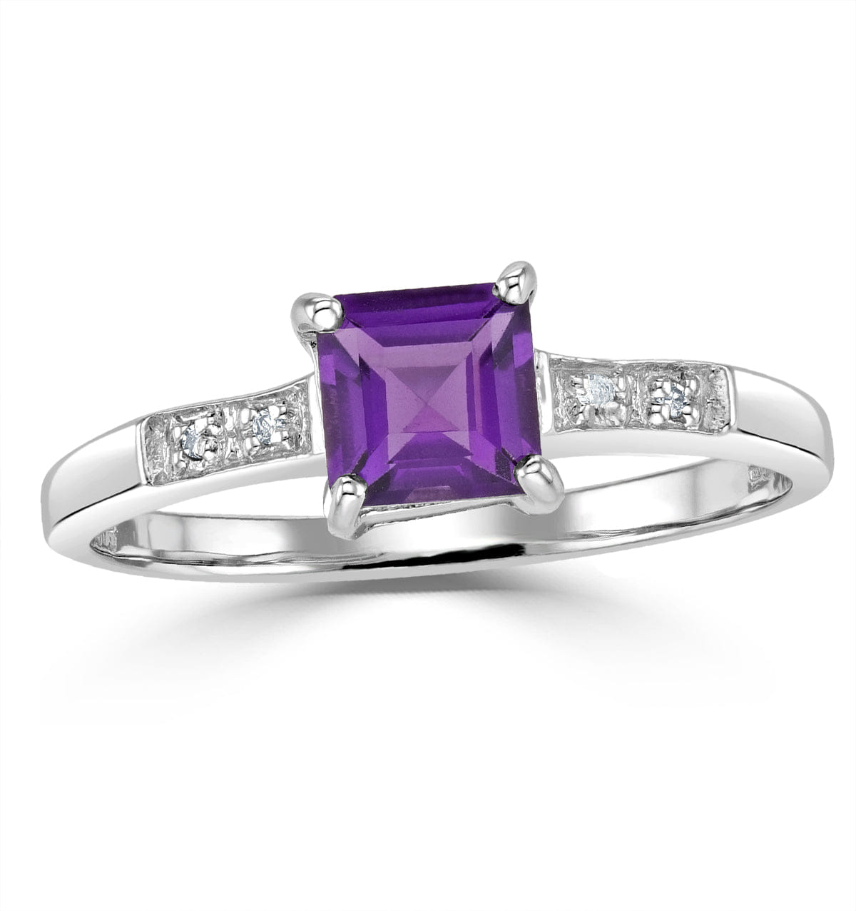 Diamond Amethyst 0.63ct And Diamond 9K White Gold Ring