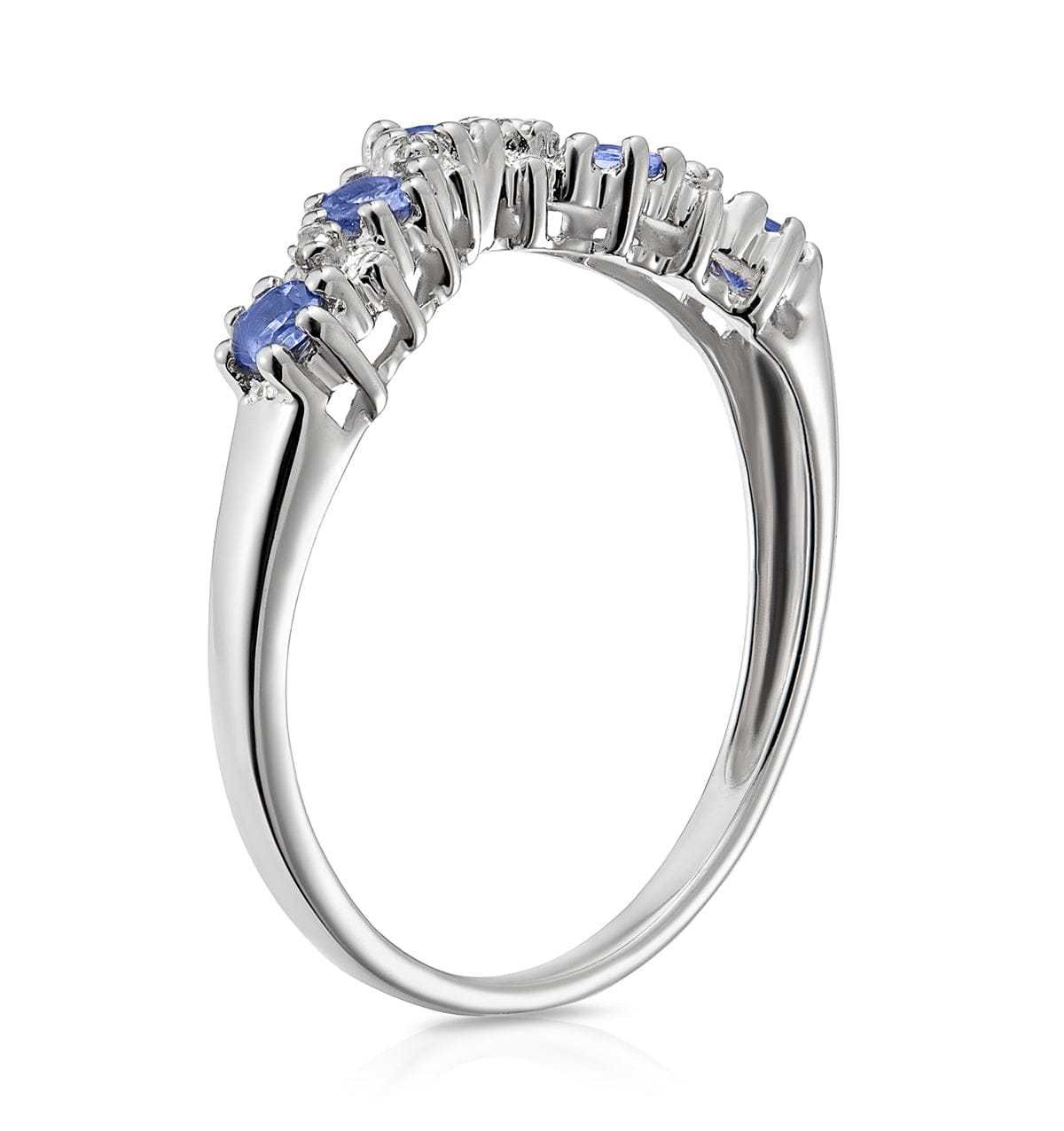 WISHBONE Diamond and Tanzanite 0.35CT Wishbone Ring in 9K White Gold