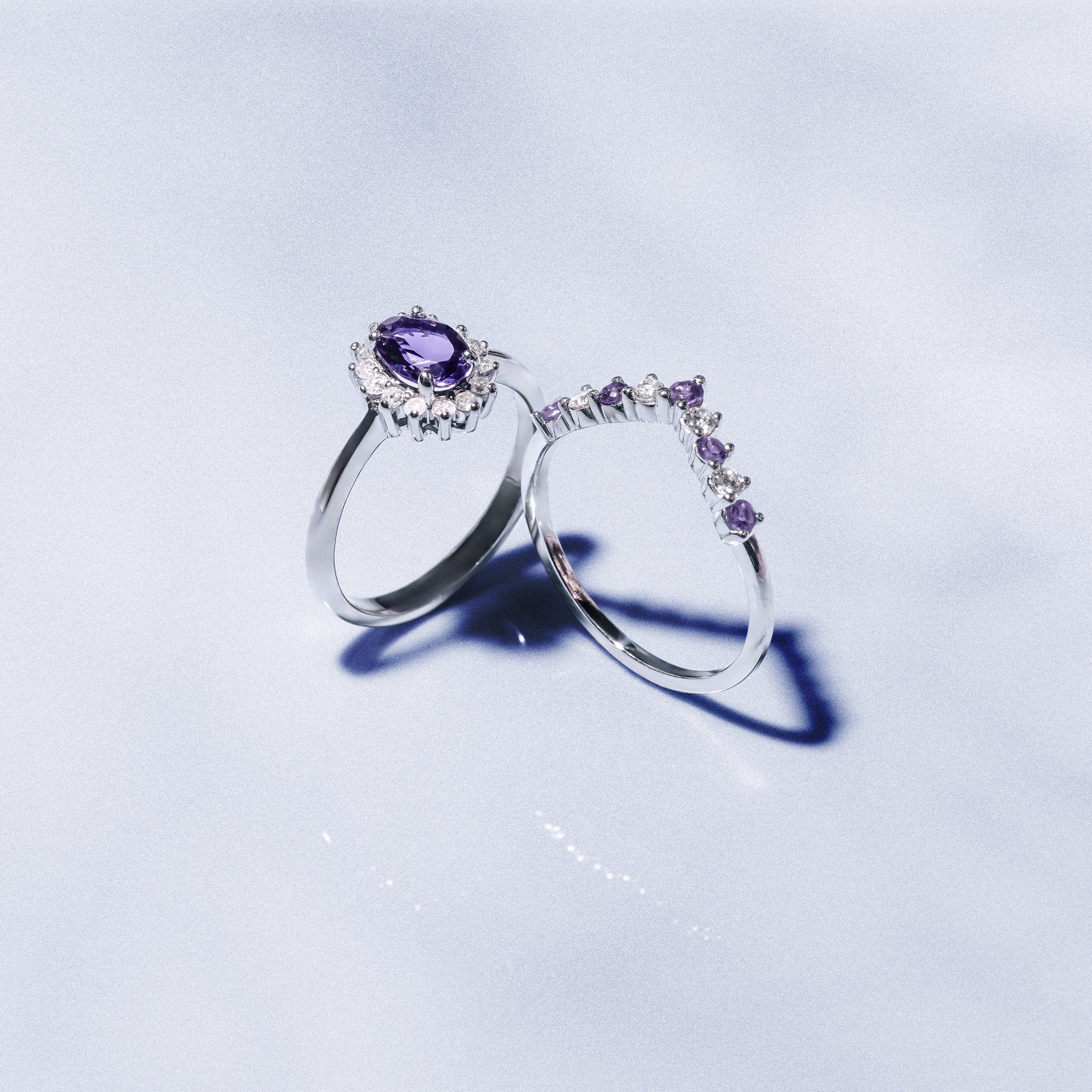 WISHBONE Diamond and Tanzanite 0.35CT Wishbone Ring in 9K White Gold