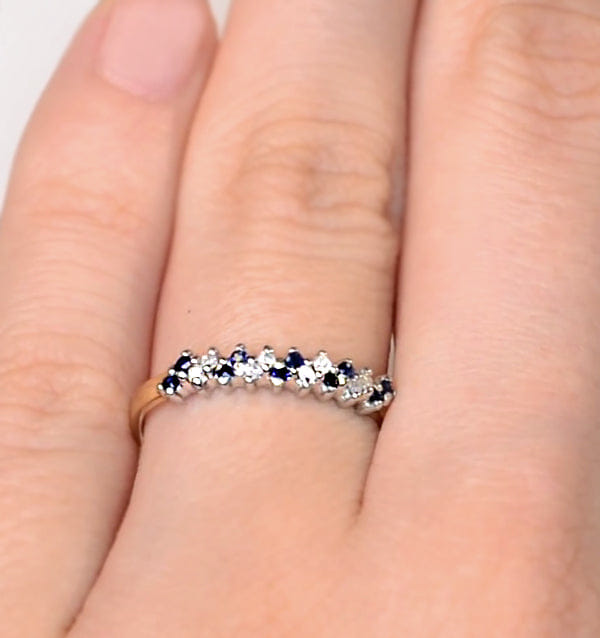 Diamond Sapphire 0.18ct And Diamond 9K Gold Ring