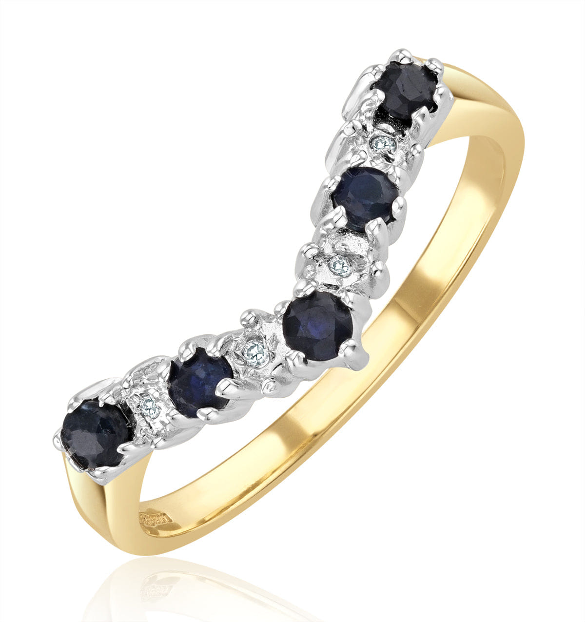 Diamond Sapphire 0.25ct And Diamond 9K Gold Ring
