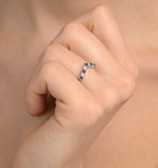 Diamond Sapphire 0.25ct And Diamond 9K Gold Ring