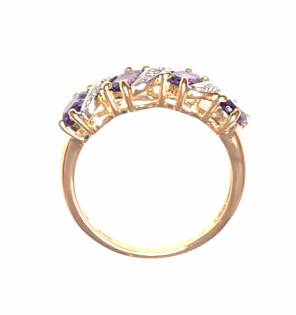 Diamond Amethyst 0.74ct And Diamond 9K Gold Ring