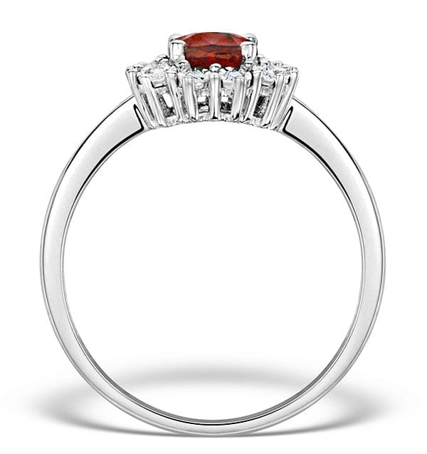 Diamond Ruby Ring With Lab Diamond Halo 7 x 5 mm Set in 925 Silver