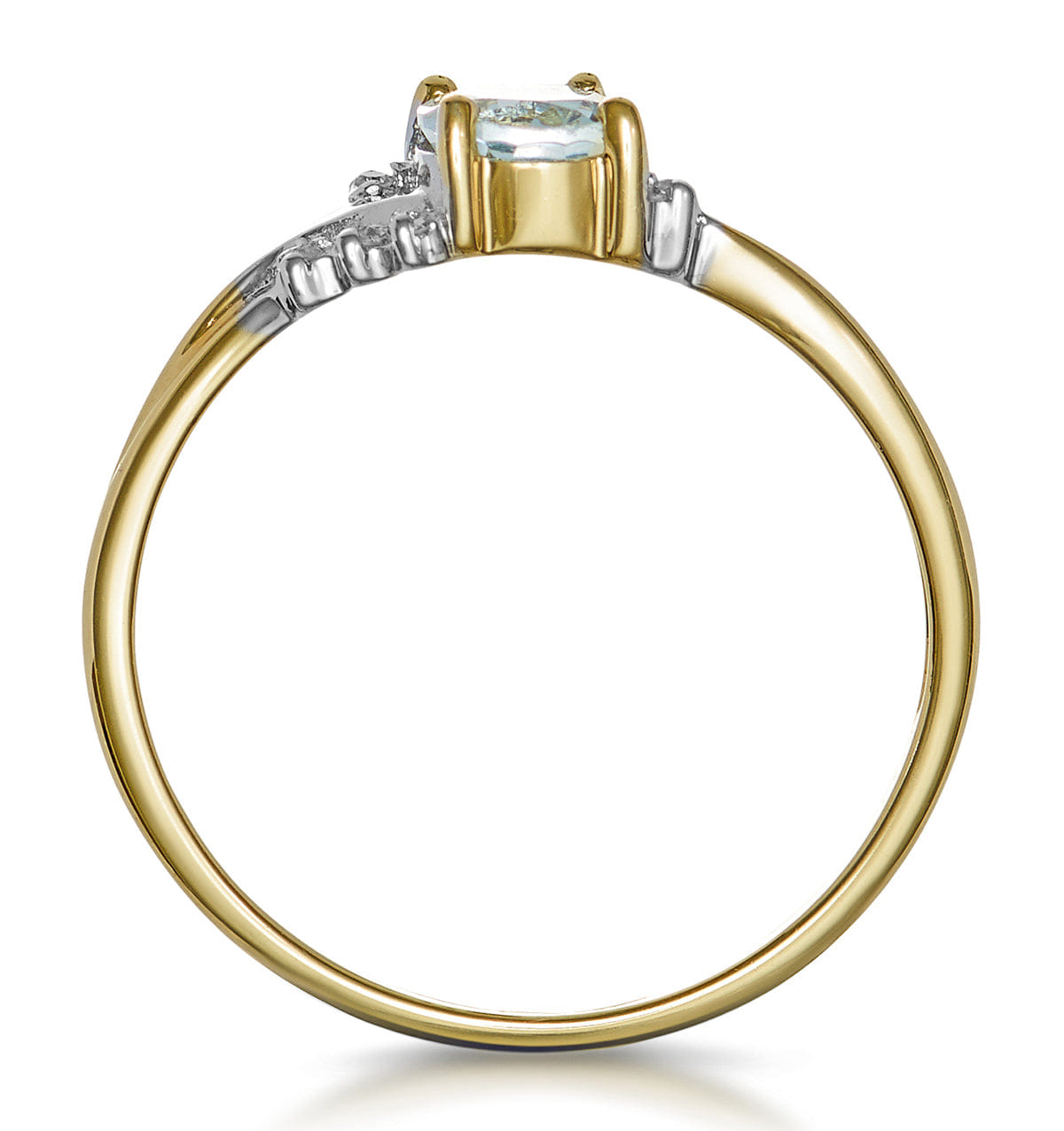 Diamond Aquamarine 0.70CT And Diamond 9K Yellow Gold Ring