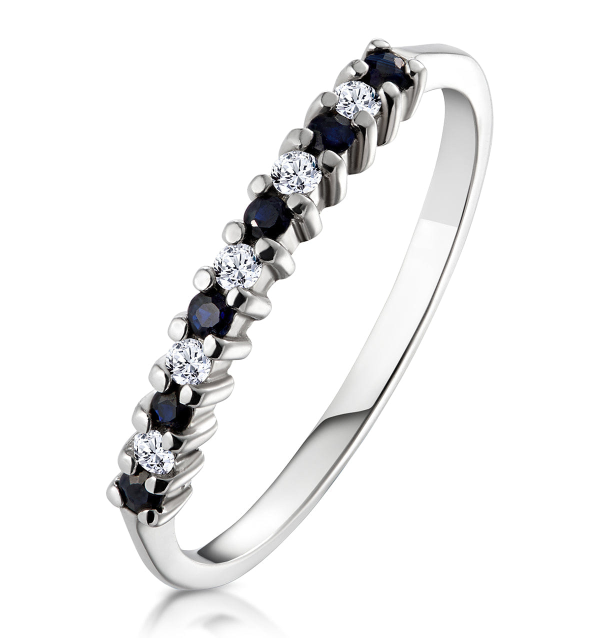 Diamond Sapphire 0.10ct And Diamond 9K White Gold Ring