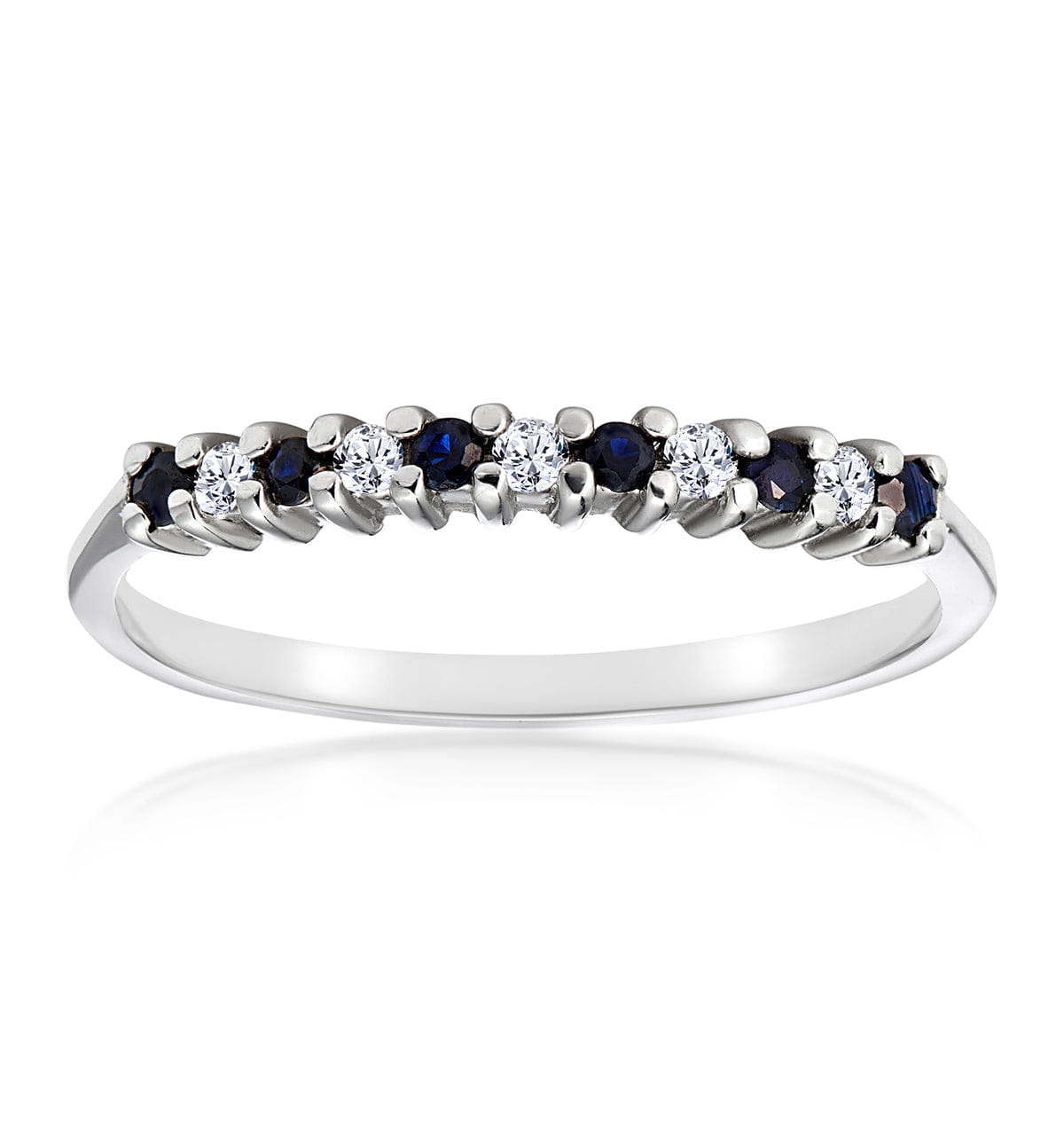 Diamond Sapphire 0.10ct And Diamond 9K White Gold Ring