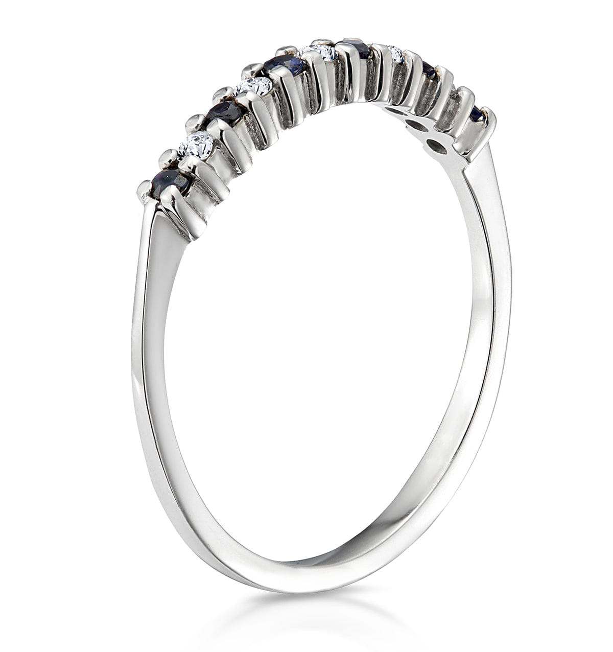 Diamond Sapphire 0.10ct And Diamond 9K White Gold Ring