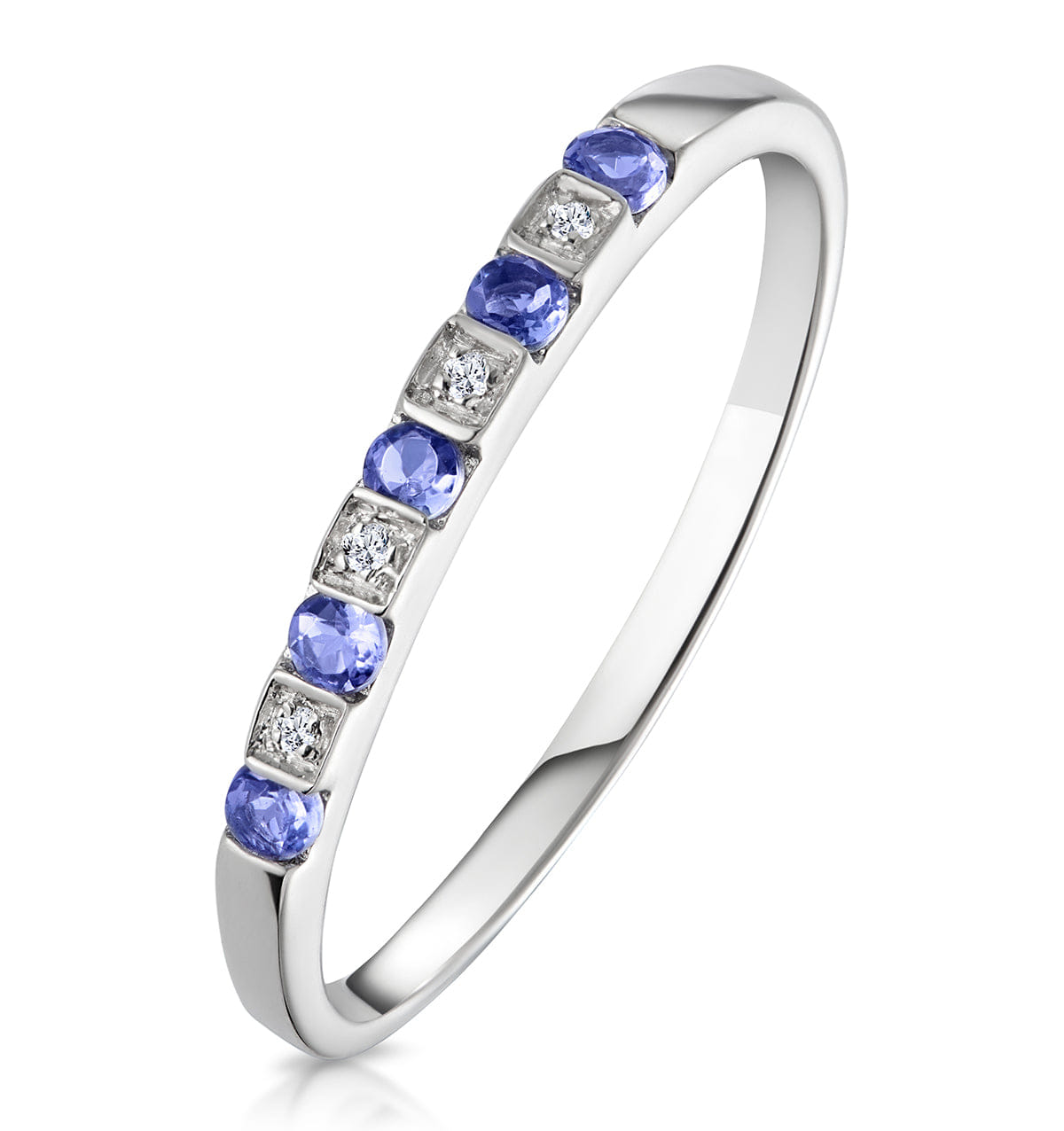 Diamond Tanzanite 0.18CT And Diamond 9K White Gold Ring