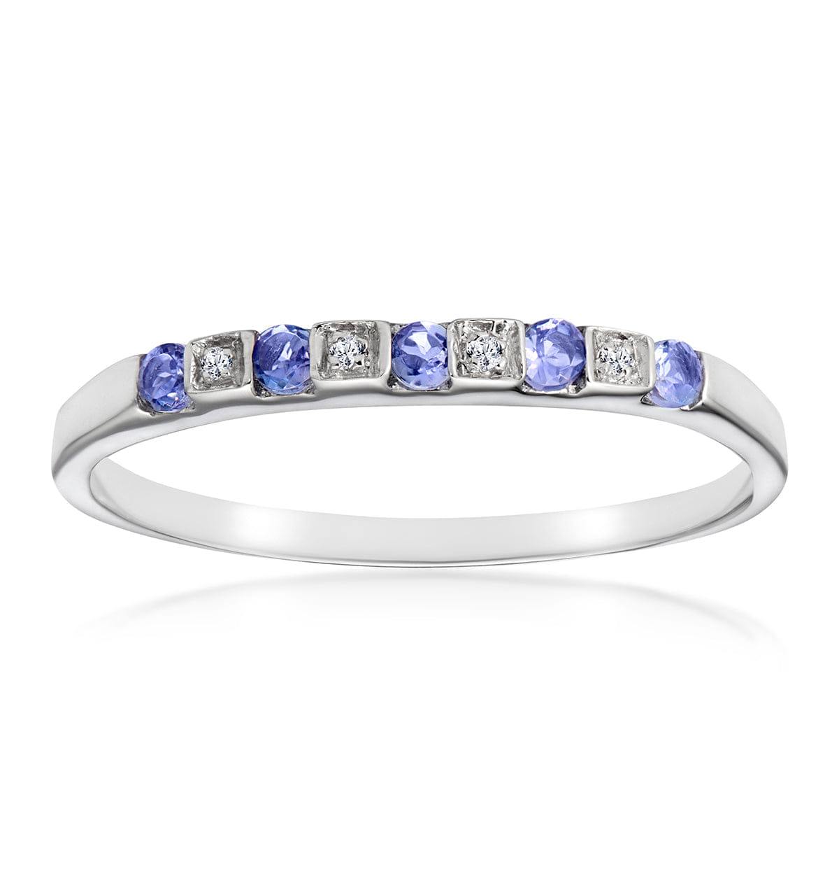 Diamond Tanzanite 0.18CT And Diamond 9K White Gold Ring