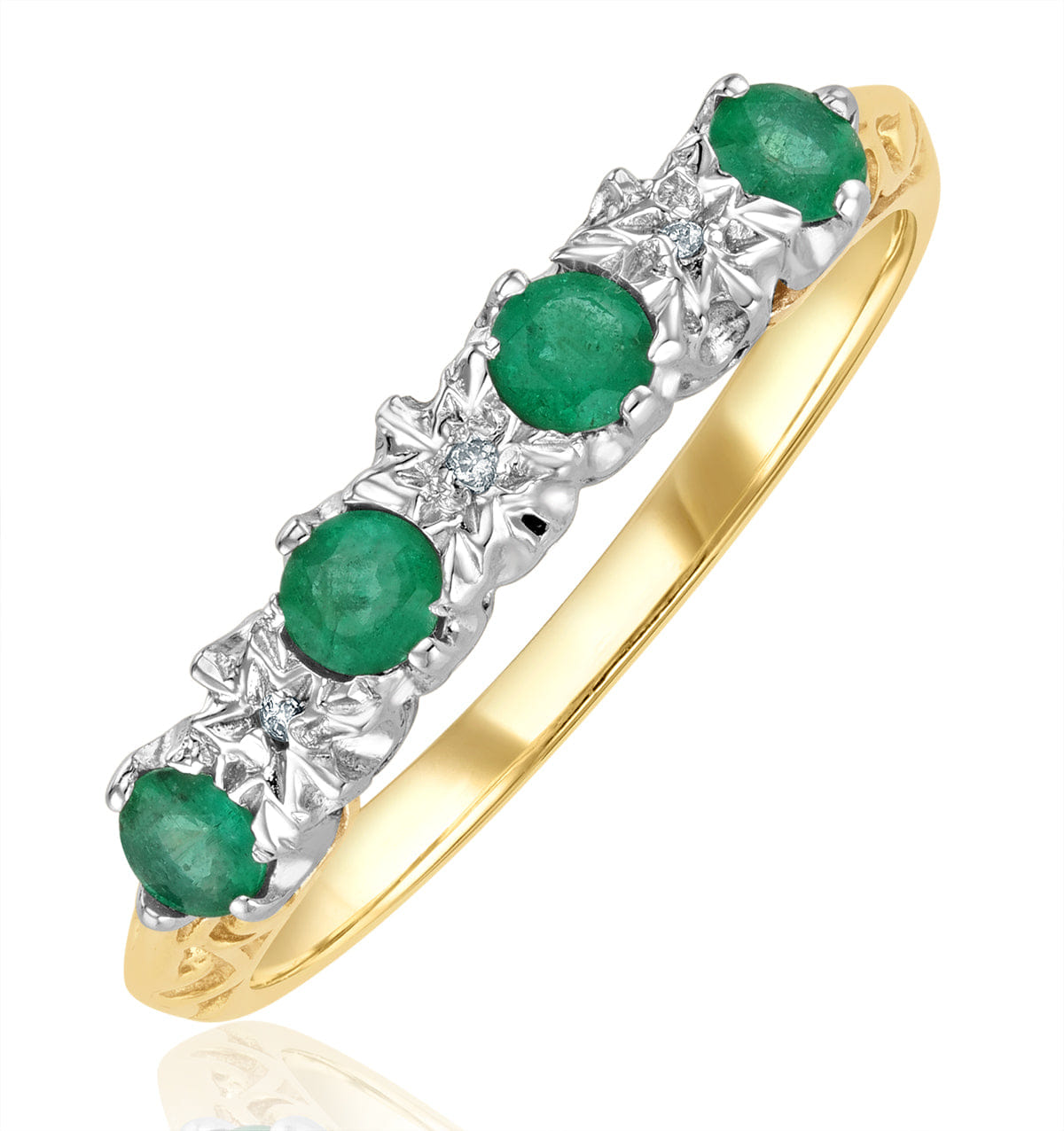Diamond Emerald 0.28ct And Diamond 9K Gold Ring